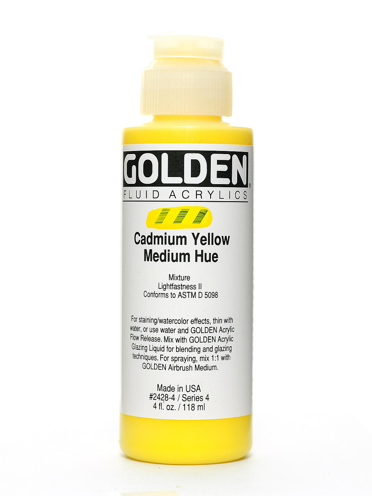 Fluid Acrylics cadmium yellow medium hue 4 oz.