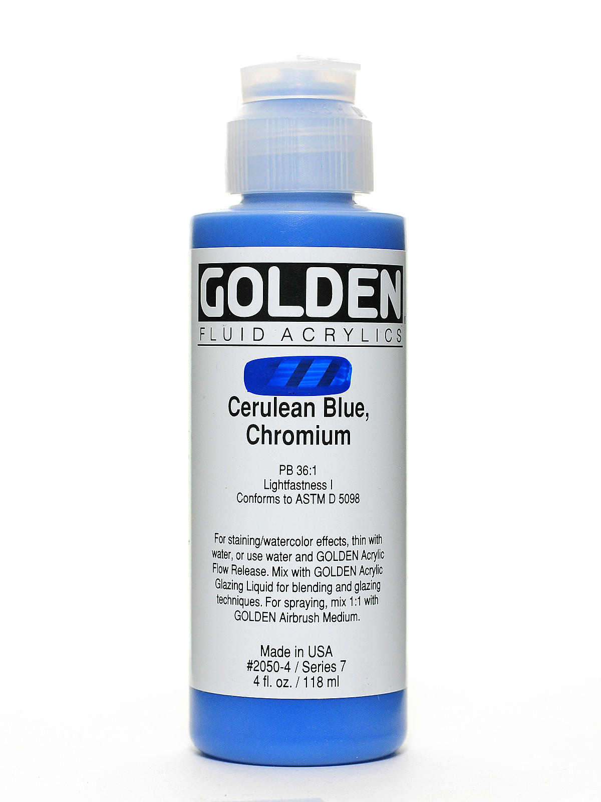 Fluid Acrylics cerulean blue chromium 4 oz.