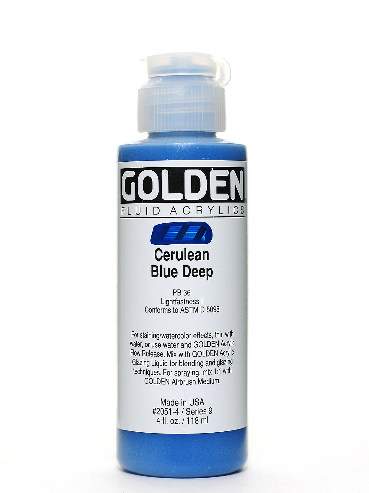 Fluid Acrylics cerulean blue deep 4 oz.