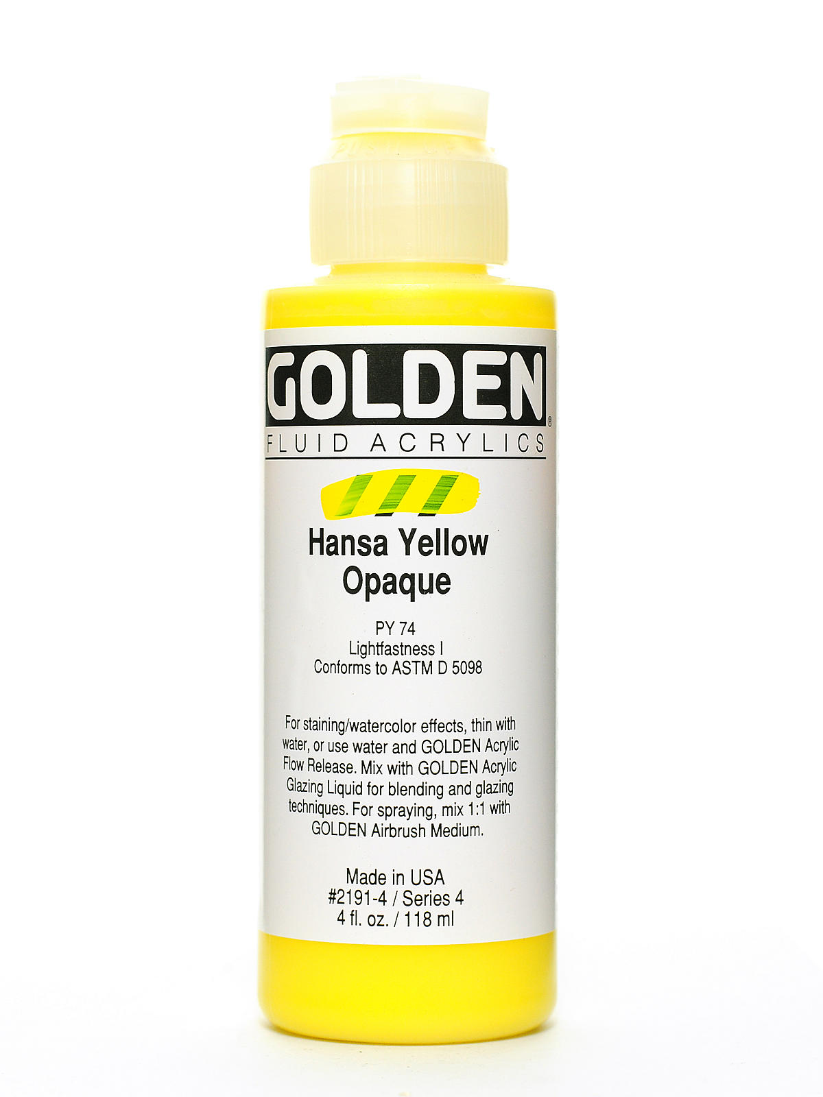 Fluid Acrylics hansa yellow opaque 4 oz.