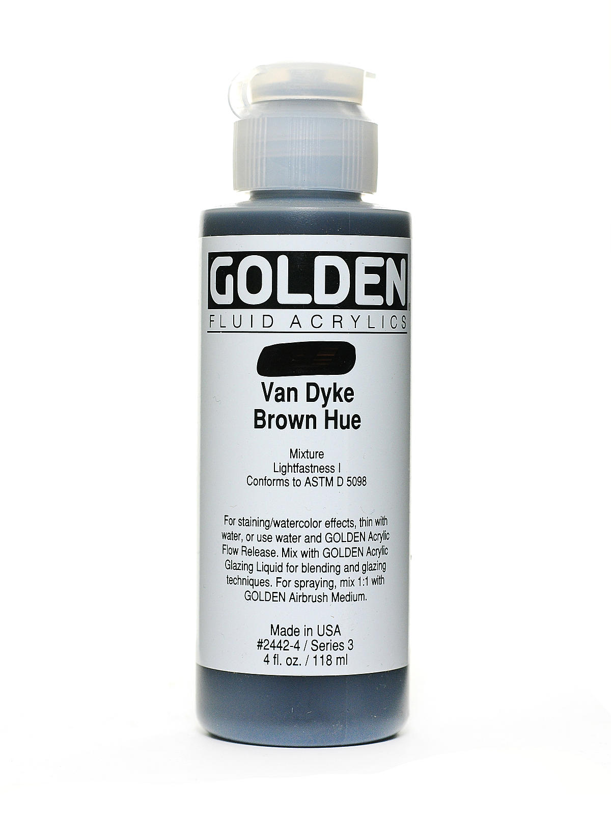 Fluid Acrylics historical van dyke brown hue 4 oz.