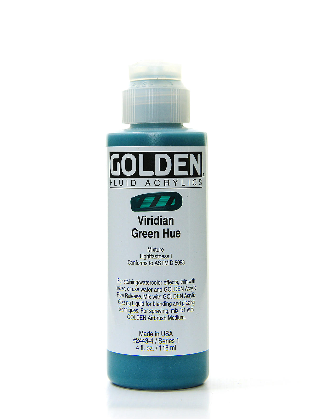 Fluid Acrylics historical viridian green hue 4 oz.