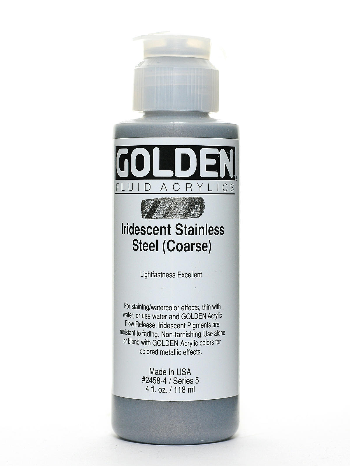 Fluid Acrylics iridescent stainless steel coarse 4 oz.