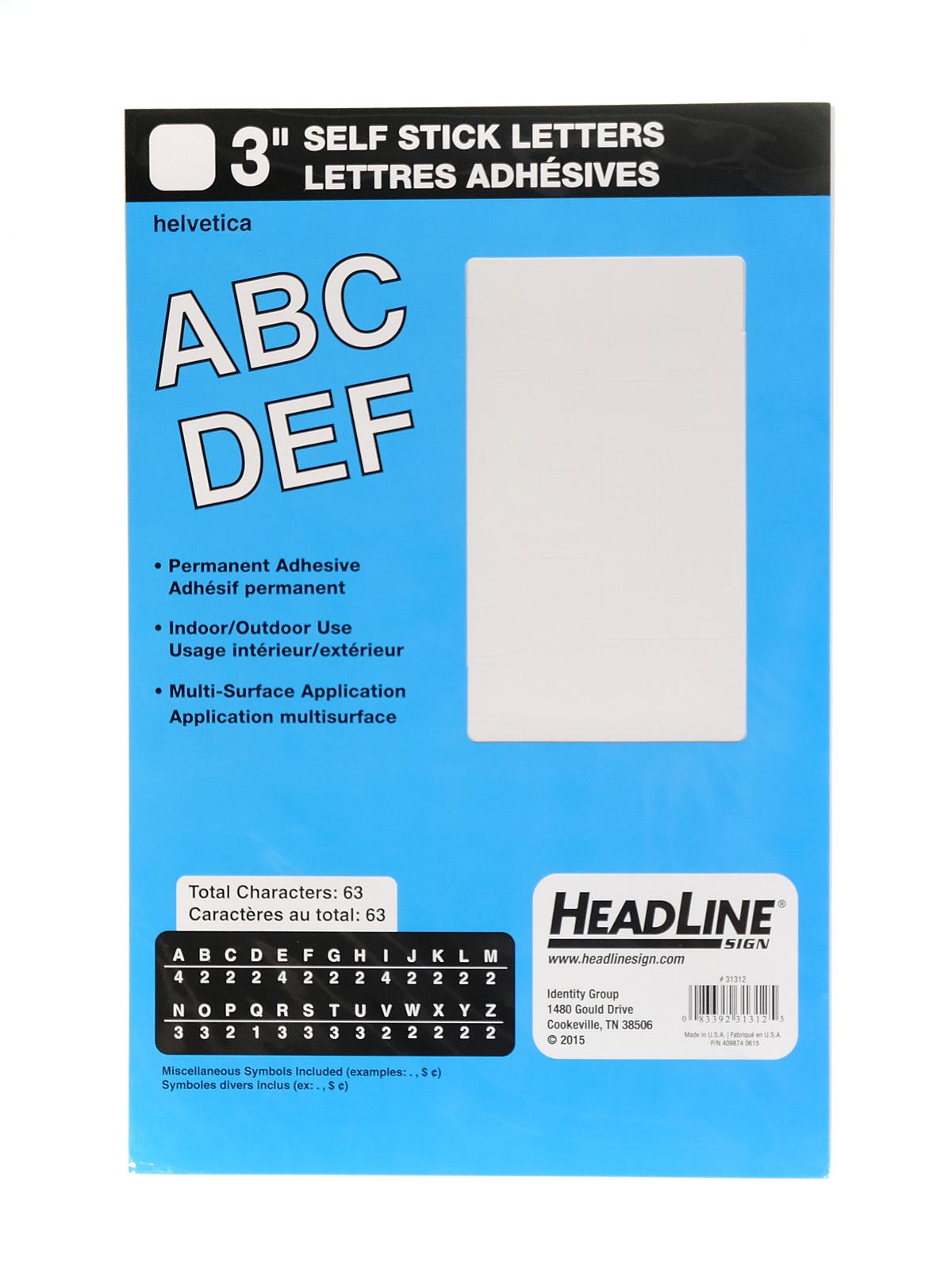 White Vinyl Stick-On Letters or Numbers 3 in. Helvetica capitals
