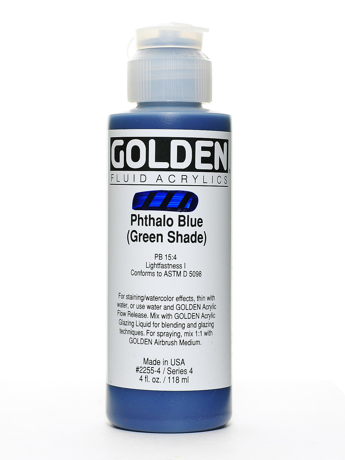 Fluid Acrylics phthalo blue green shade 4 oz.