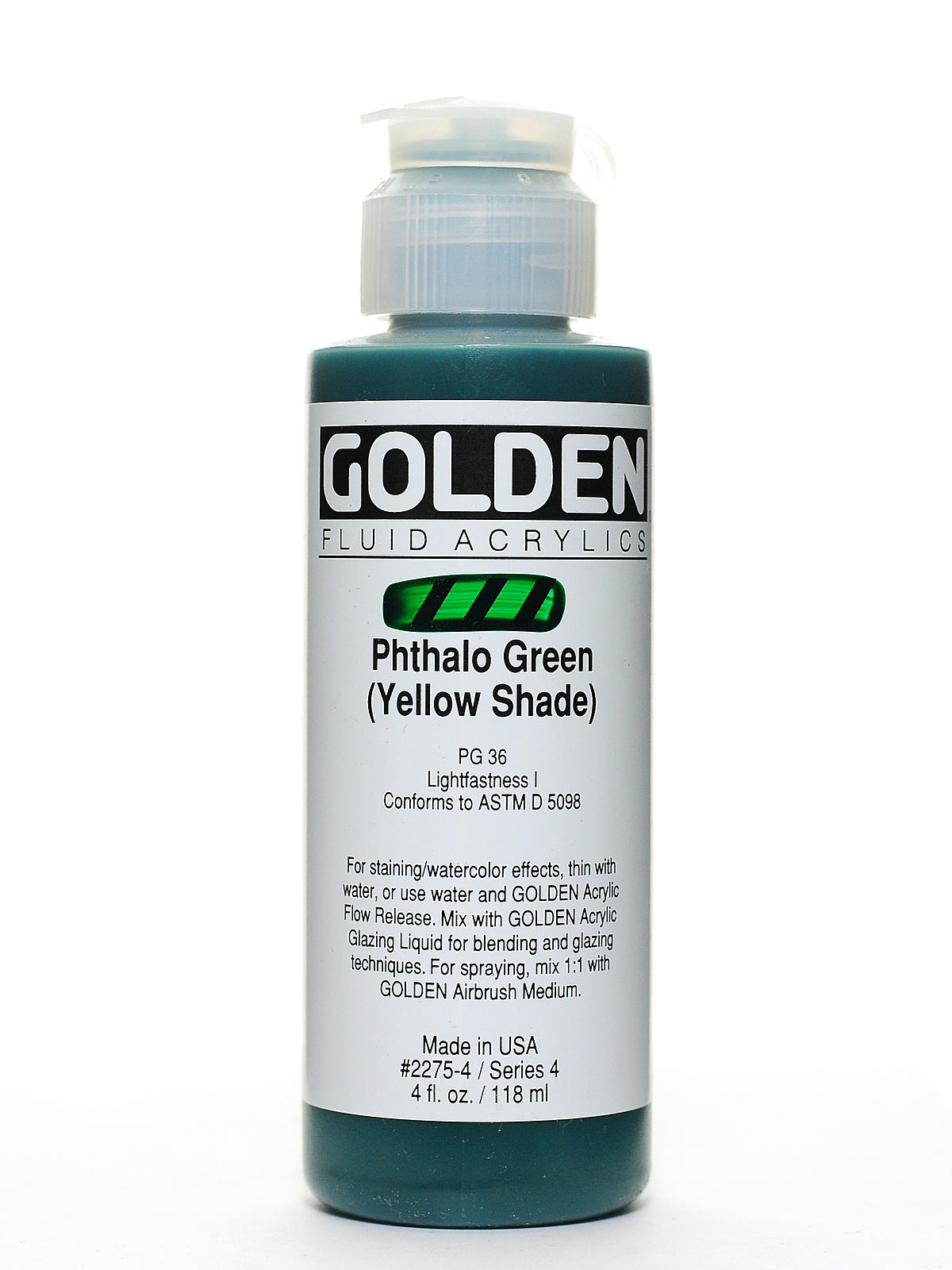 Fluid Acrylics phthalo green yellow shade 4 oz.