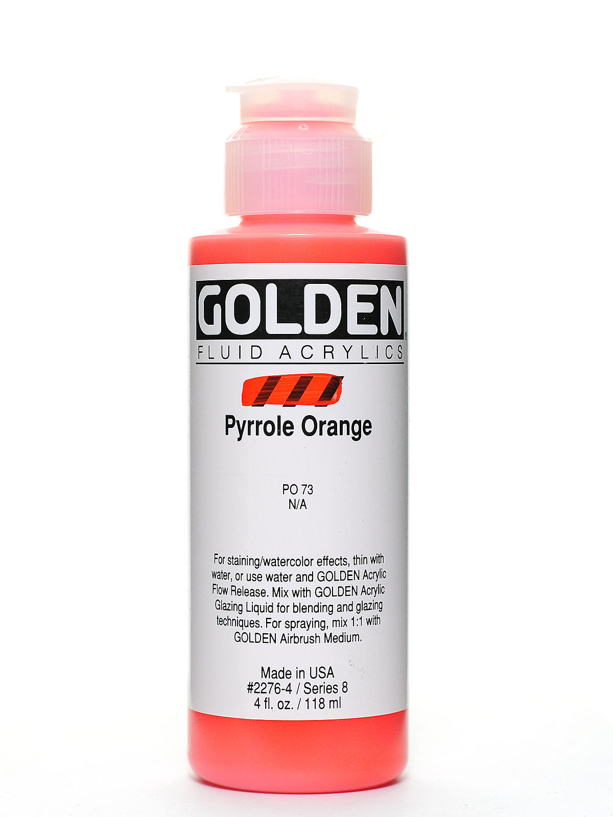 Fluid Acrylics pyrrole orange 4 oz.