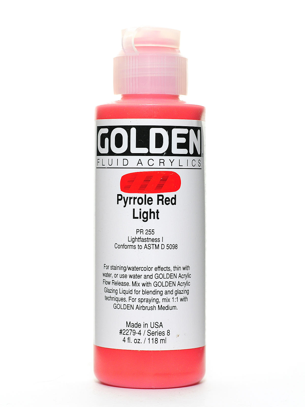 Fluid Acrylics pyrrole red light 4 oz.