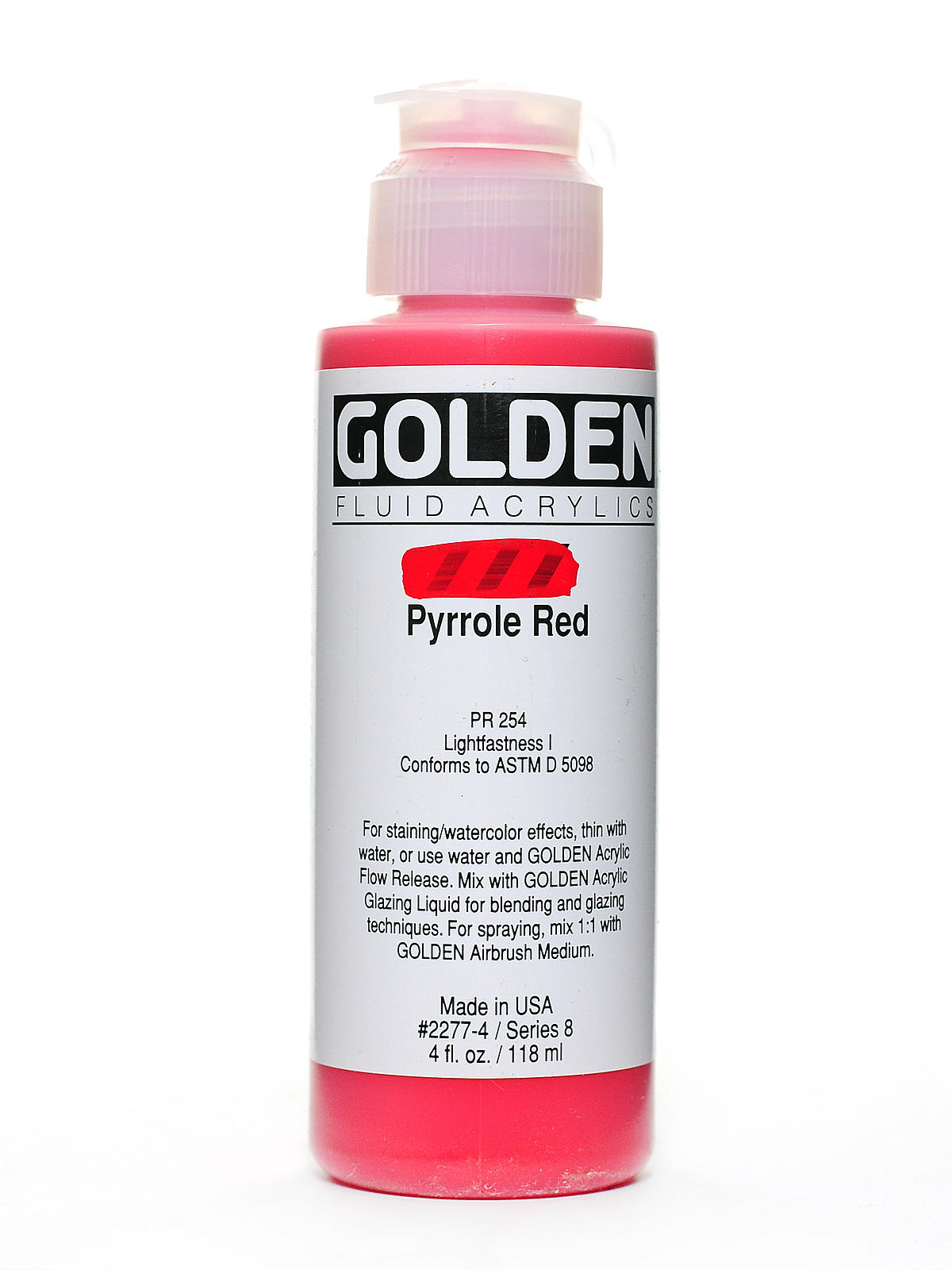 Fluid Acrylics pyrrole red 4 oz.