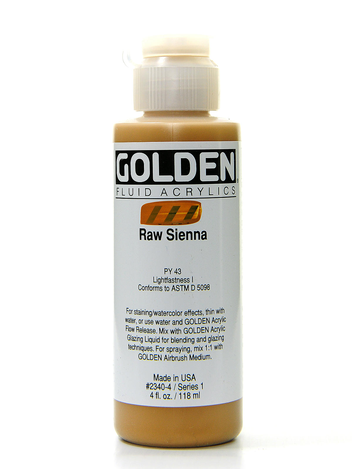 Fluid Acrylics raw sienna 4 oz.