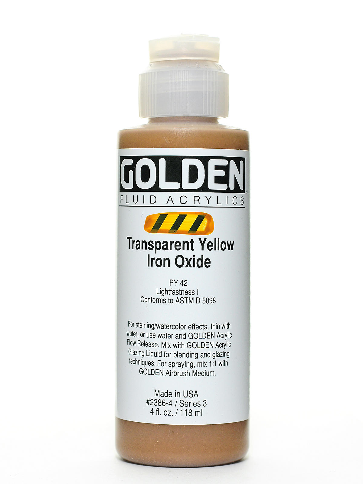Fluid Acrylics transparent yellow iron oxide 4 oz.