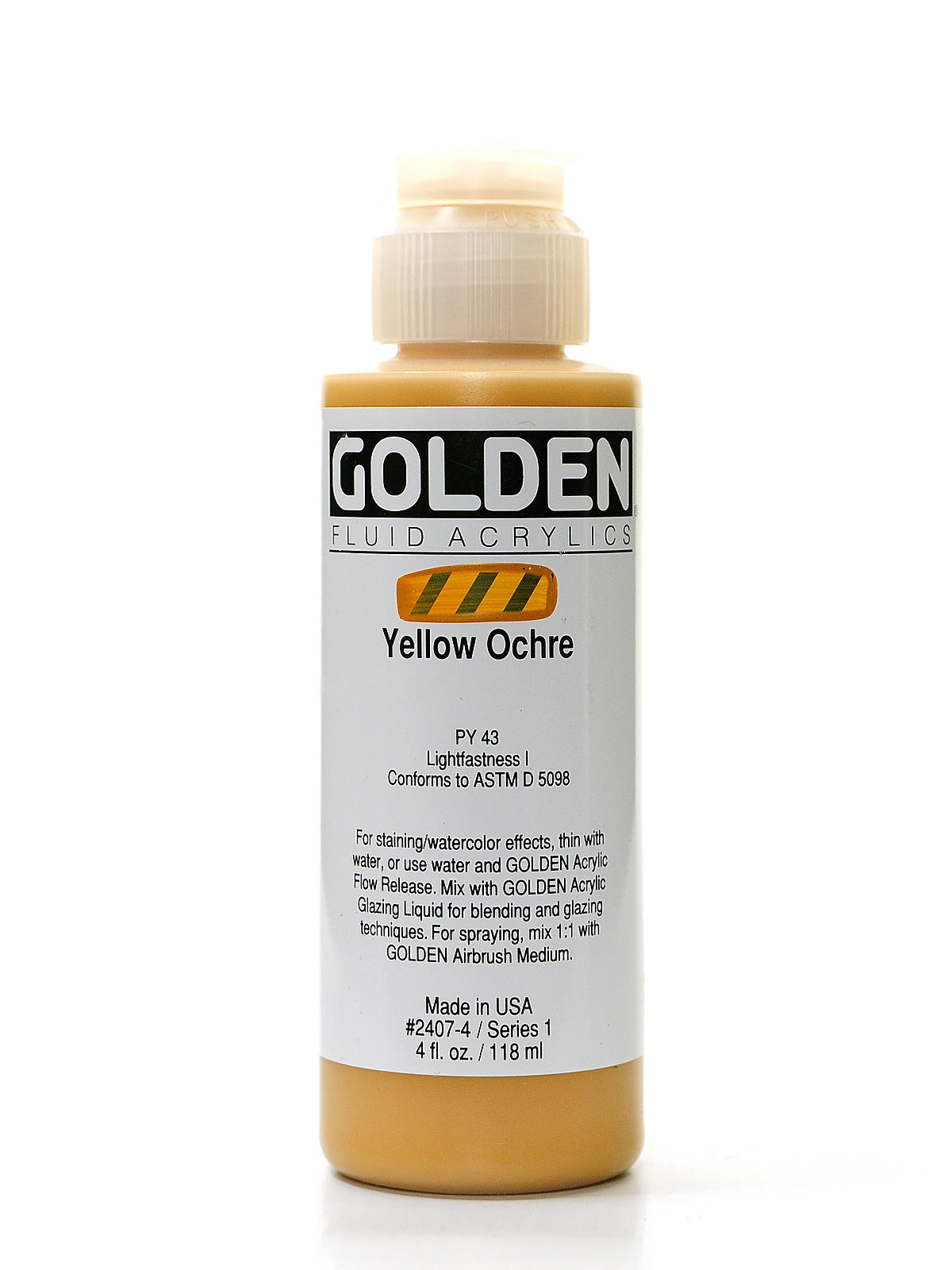 Fluid Acrylics yellow ochre 4 oz.