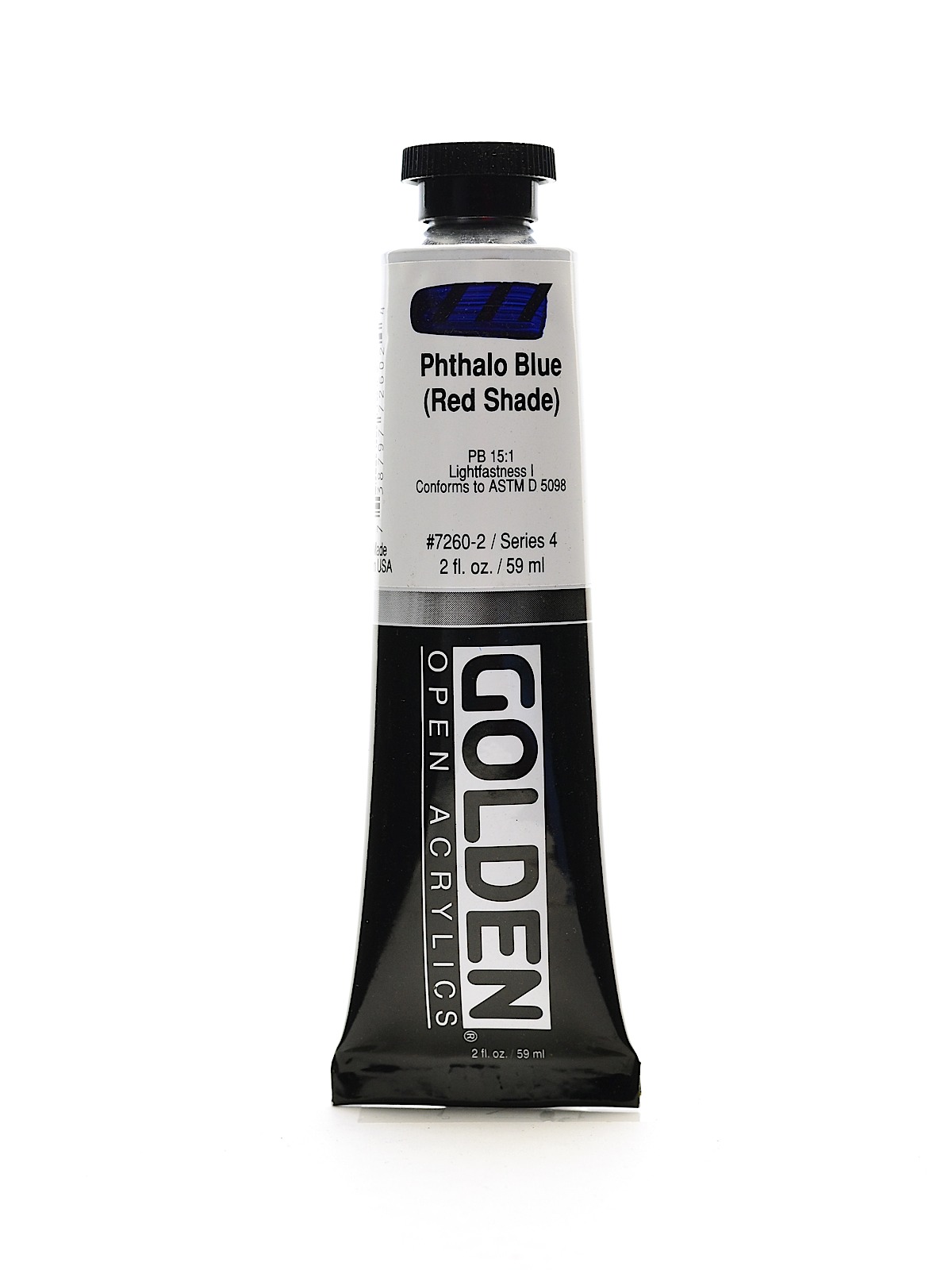 OPEN Acrylic Colors phthalo blue (red shade) 2 oz. tube