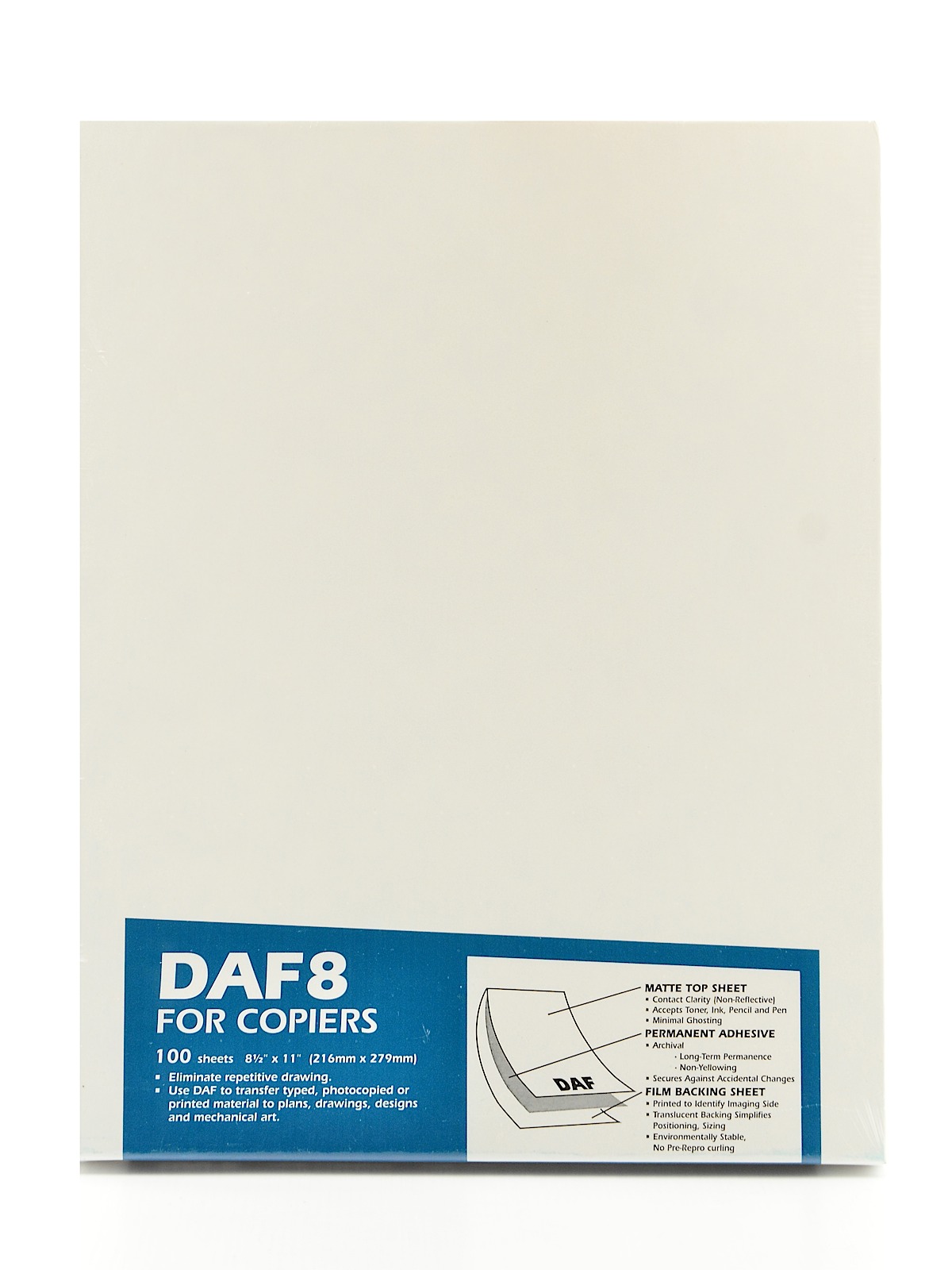 Drafting and Design Applique Film copier, matte top sheet, permanent adhesive, film backing sheet. box of 100