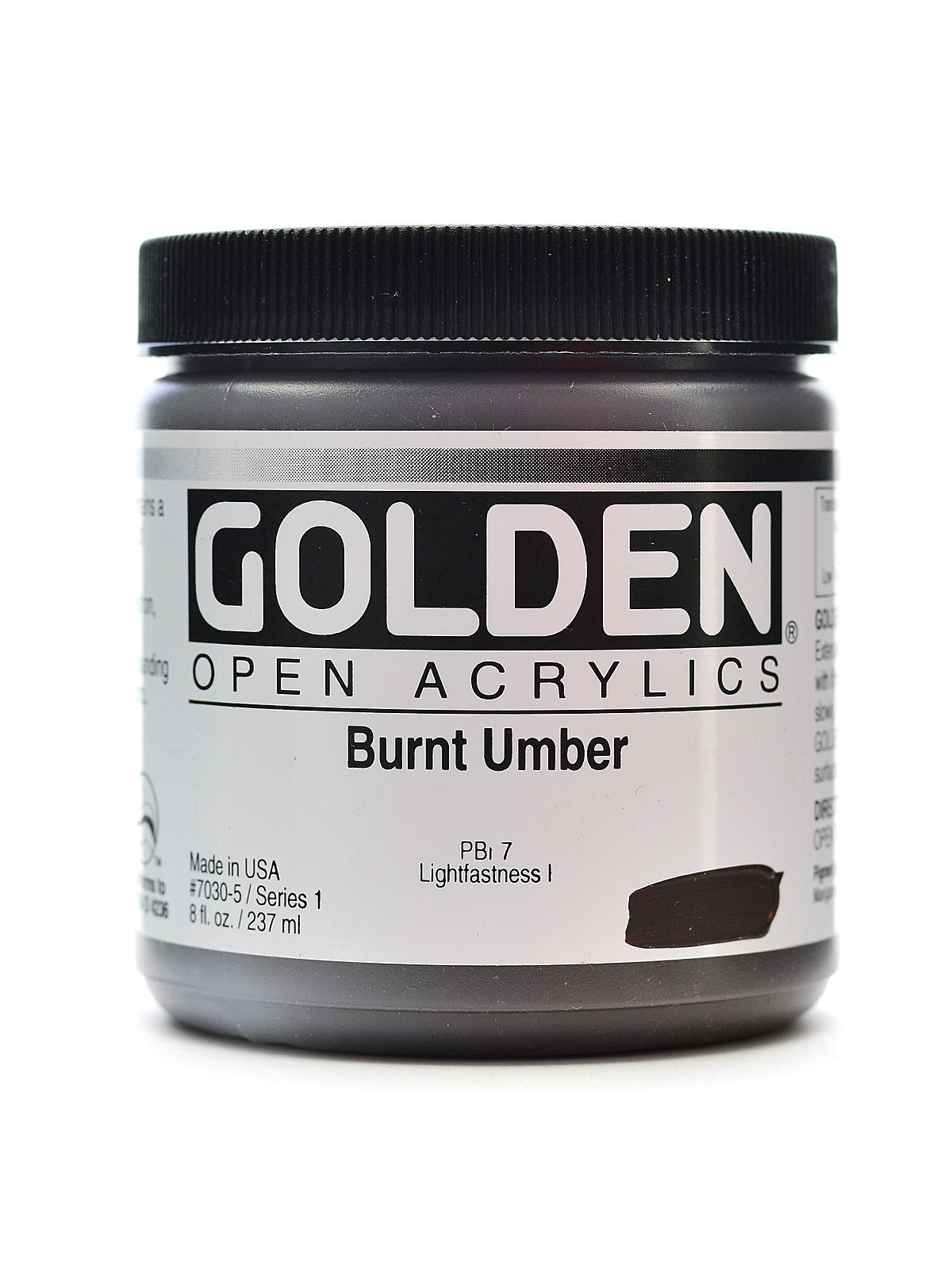 OPEN Acrylic Colors burnt umber 8 oz. jar