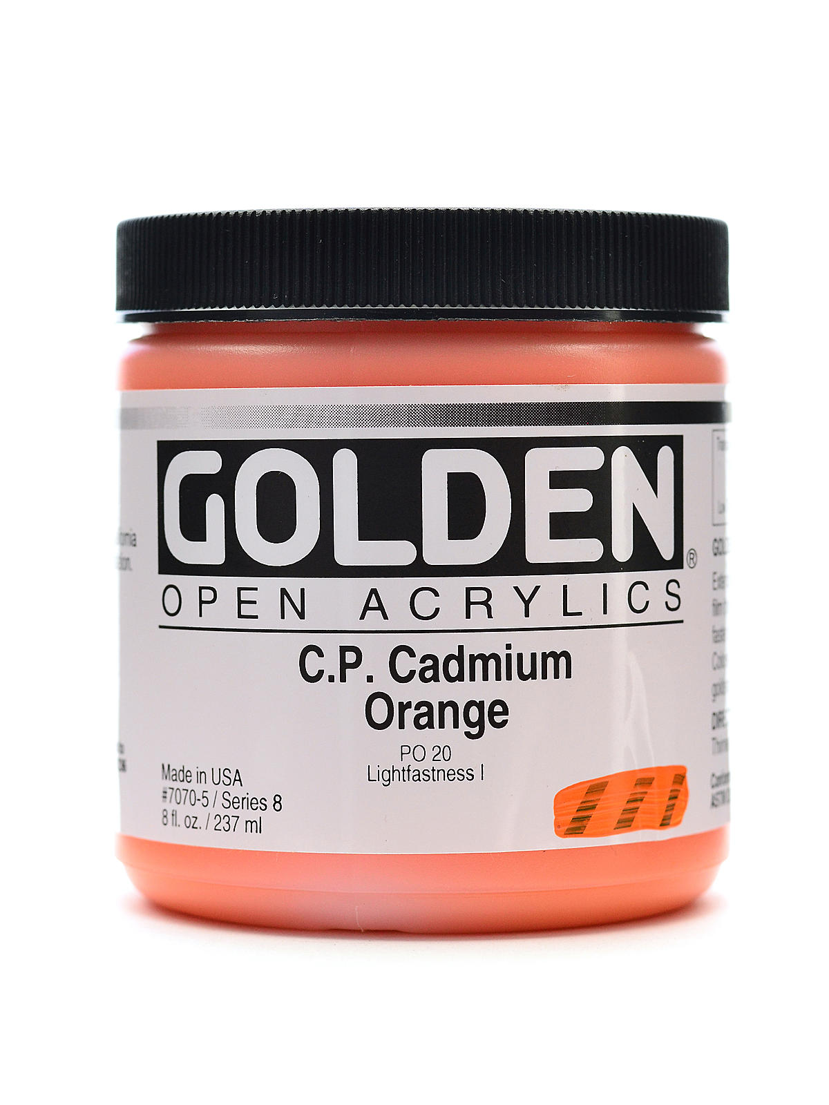 OPEN Acrylic Colors cadmium orange (CP) 8 oz. jar