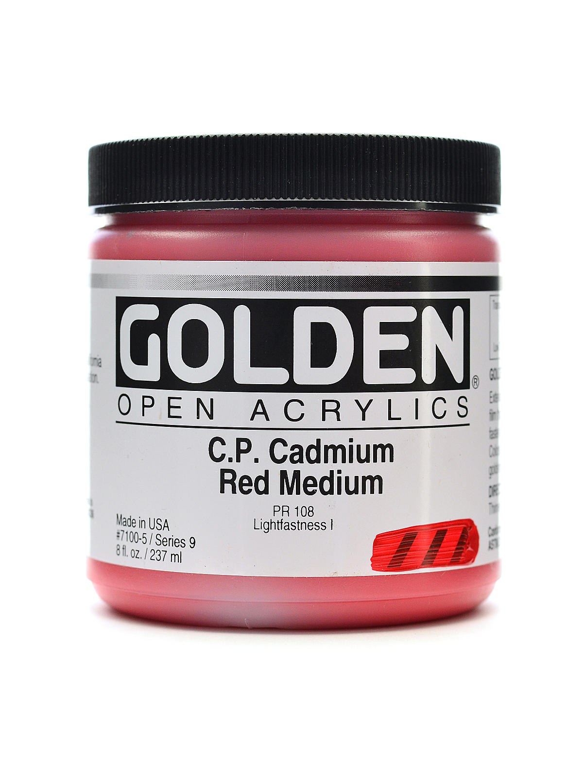 OPEN Acrylic Colors cadmium red medium (CP) 8 oz. jar