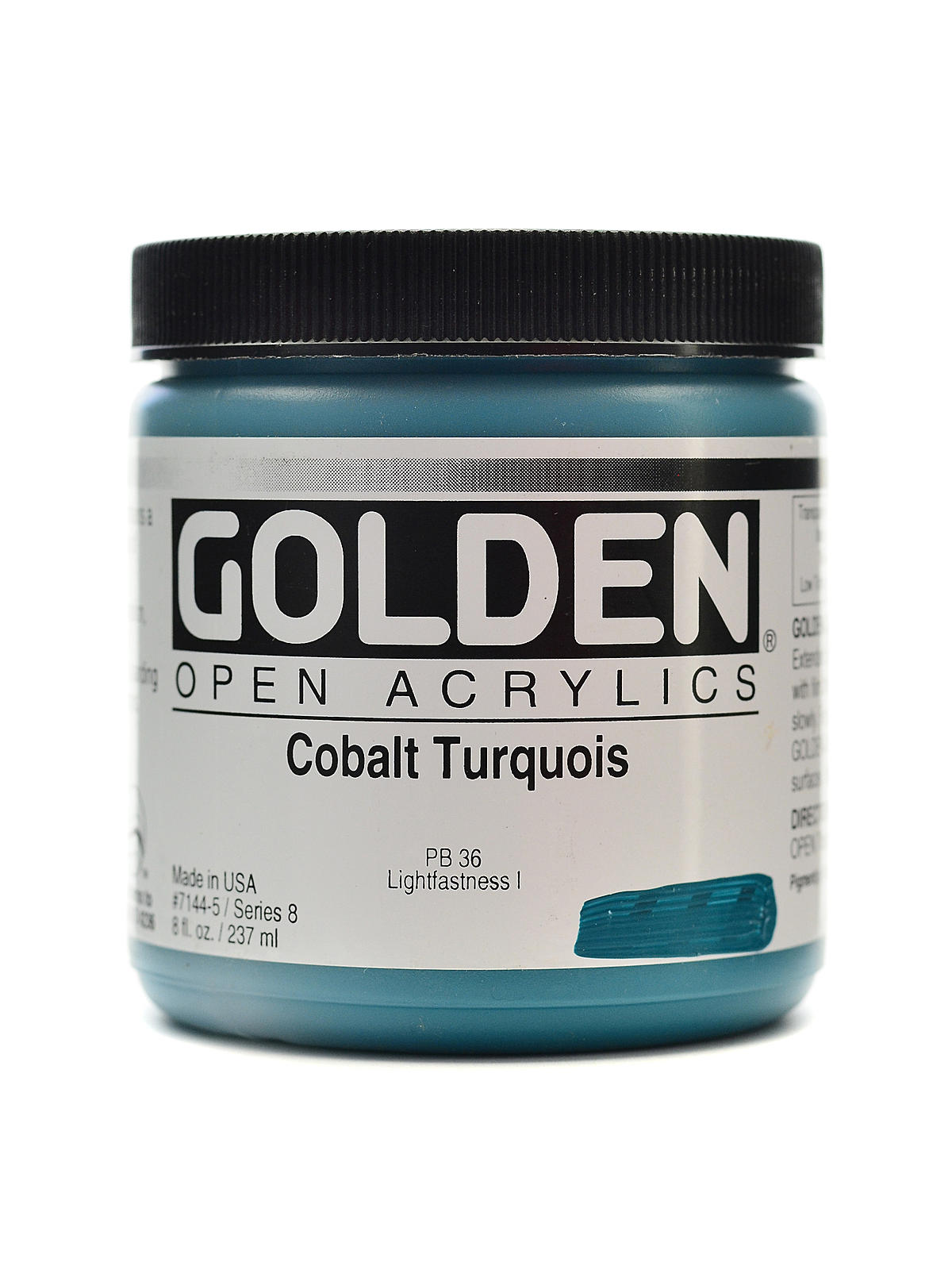 OPEN Acrylic Colors cobalt turquoise 8 oz. jar