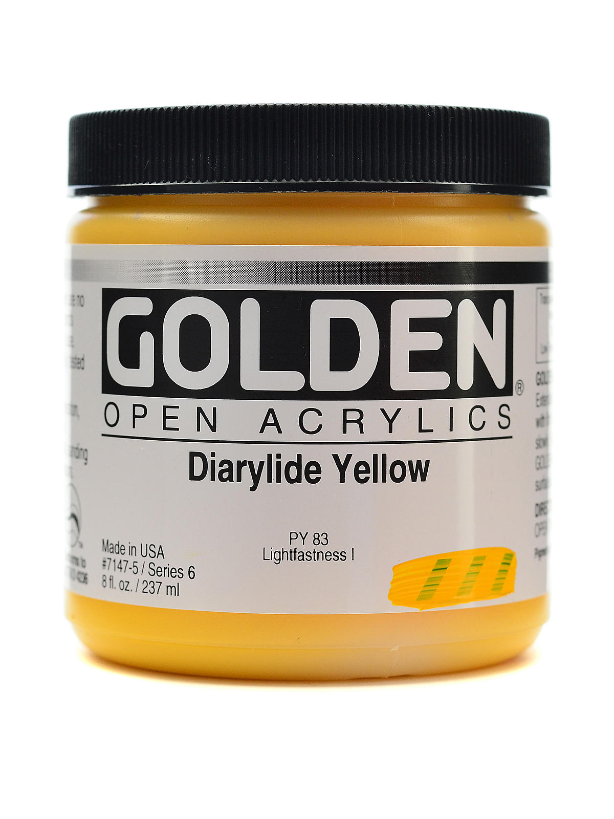OPEN Acrylic Colors diarylide yellow 8 oz. jar