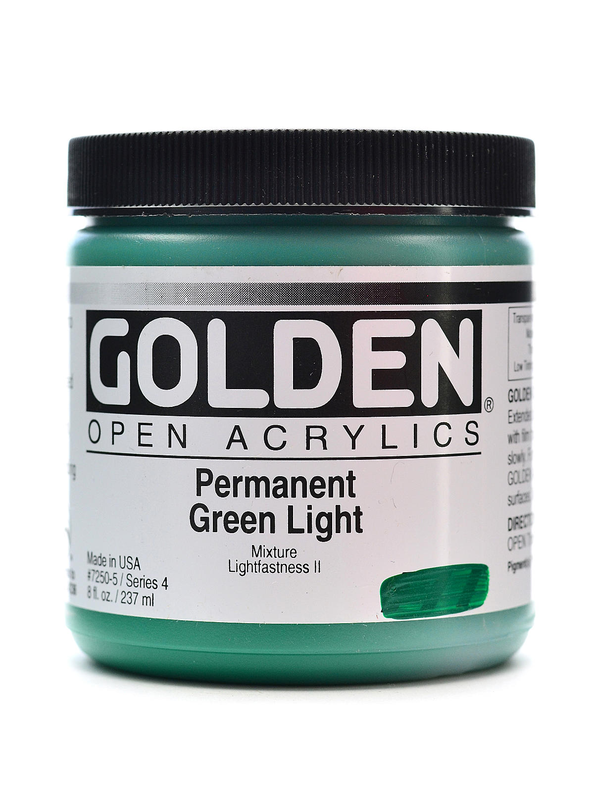 OPEN Acrylic Colors permanent green light 8 oz. jar