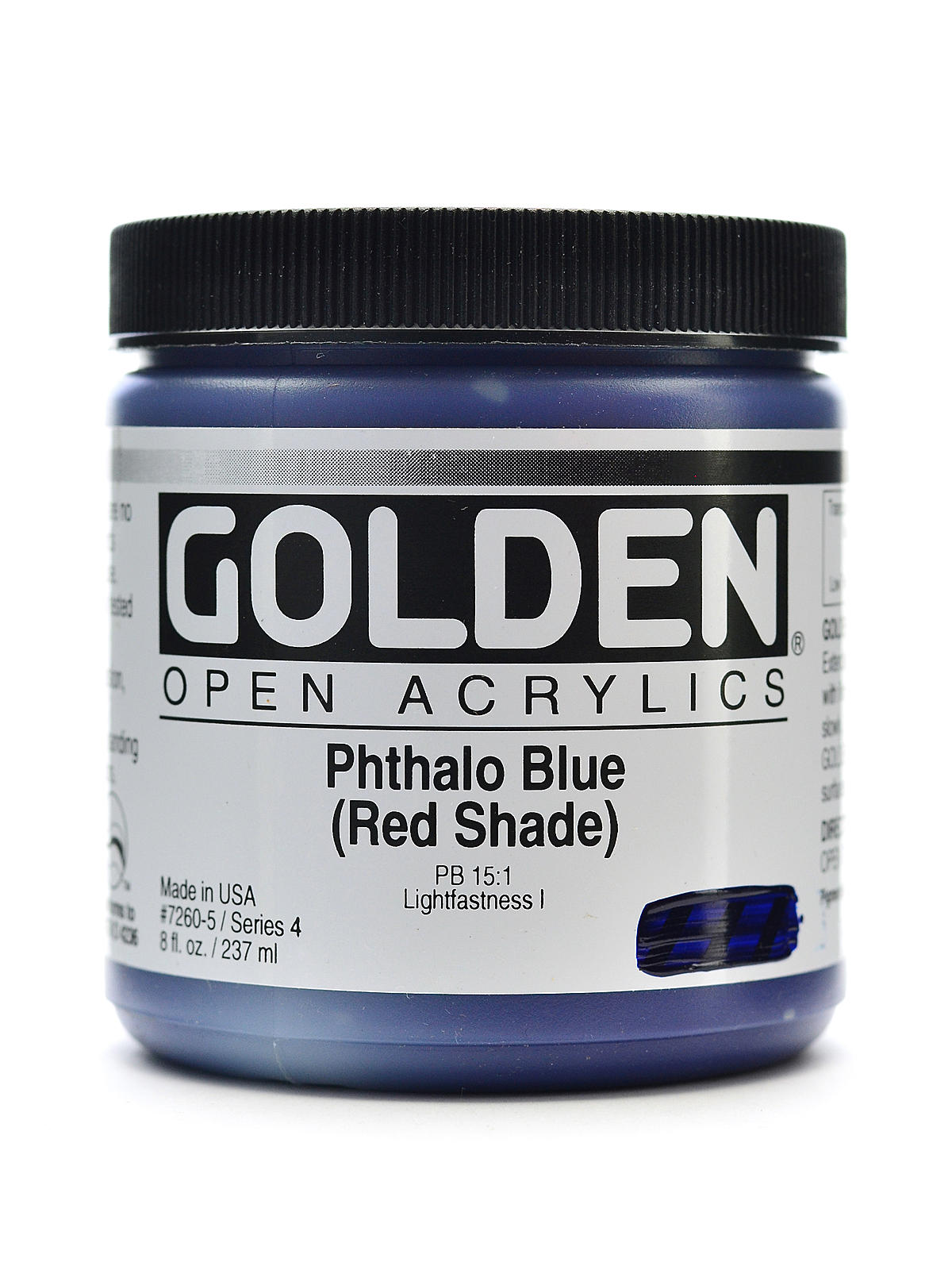 OPEN Acrylic Colors phthalo blue (red shade) 8 oz. jar