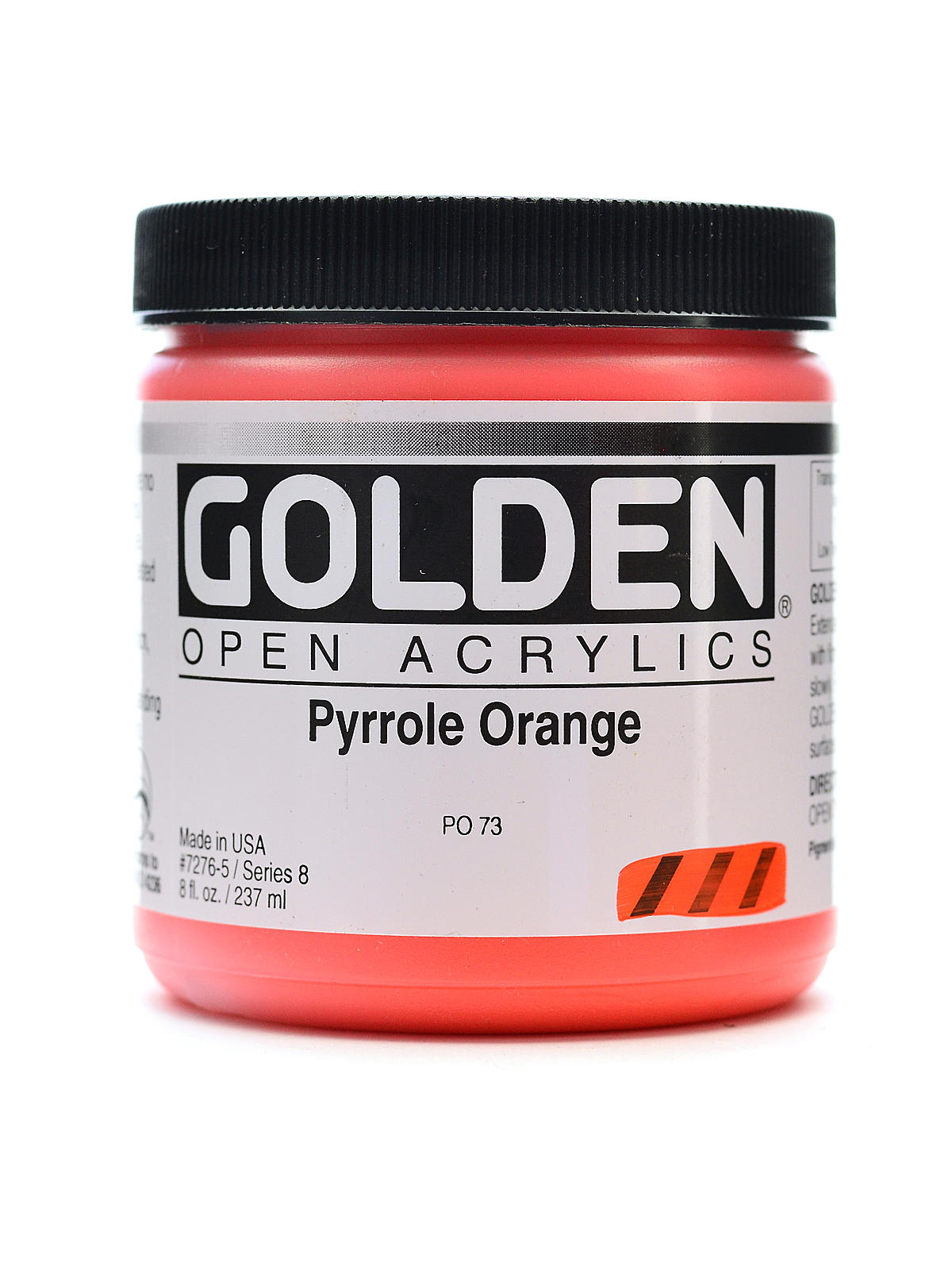 OPEN Acrylic Colors pyrrole orange 8 oz. jar