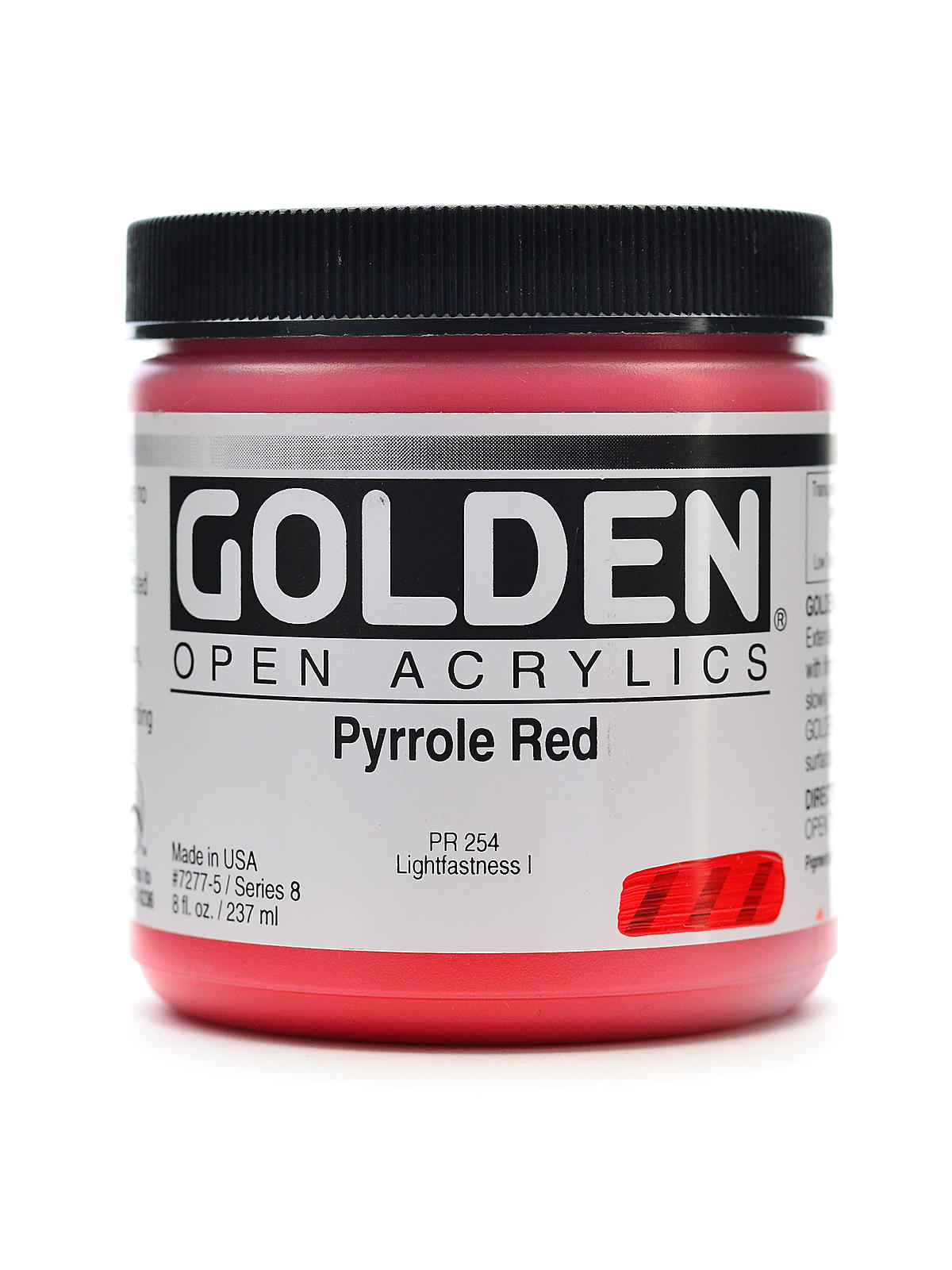 OPEN Acrylic Colors pyrrole red 8 oz. jar