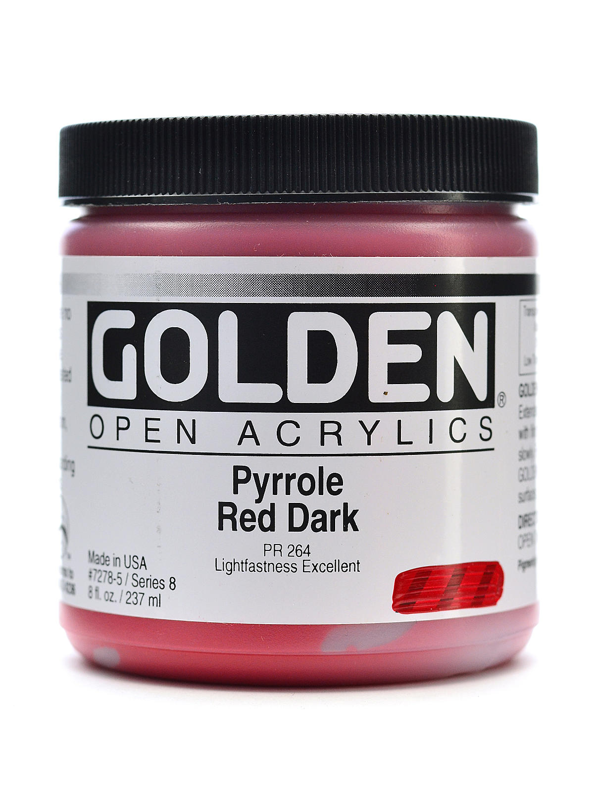 OPEN Acrylic Colors pyrrole red dark 8 oz. jar
