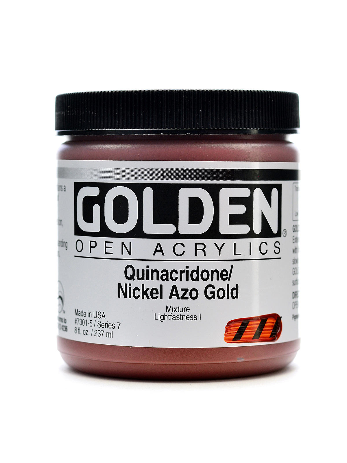 OPEN Acrylic Colors quinacridone nickel azo gold 8 oz. jar