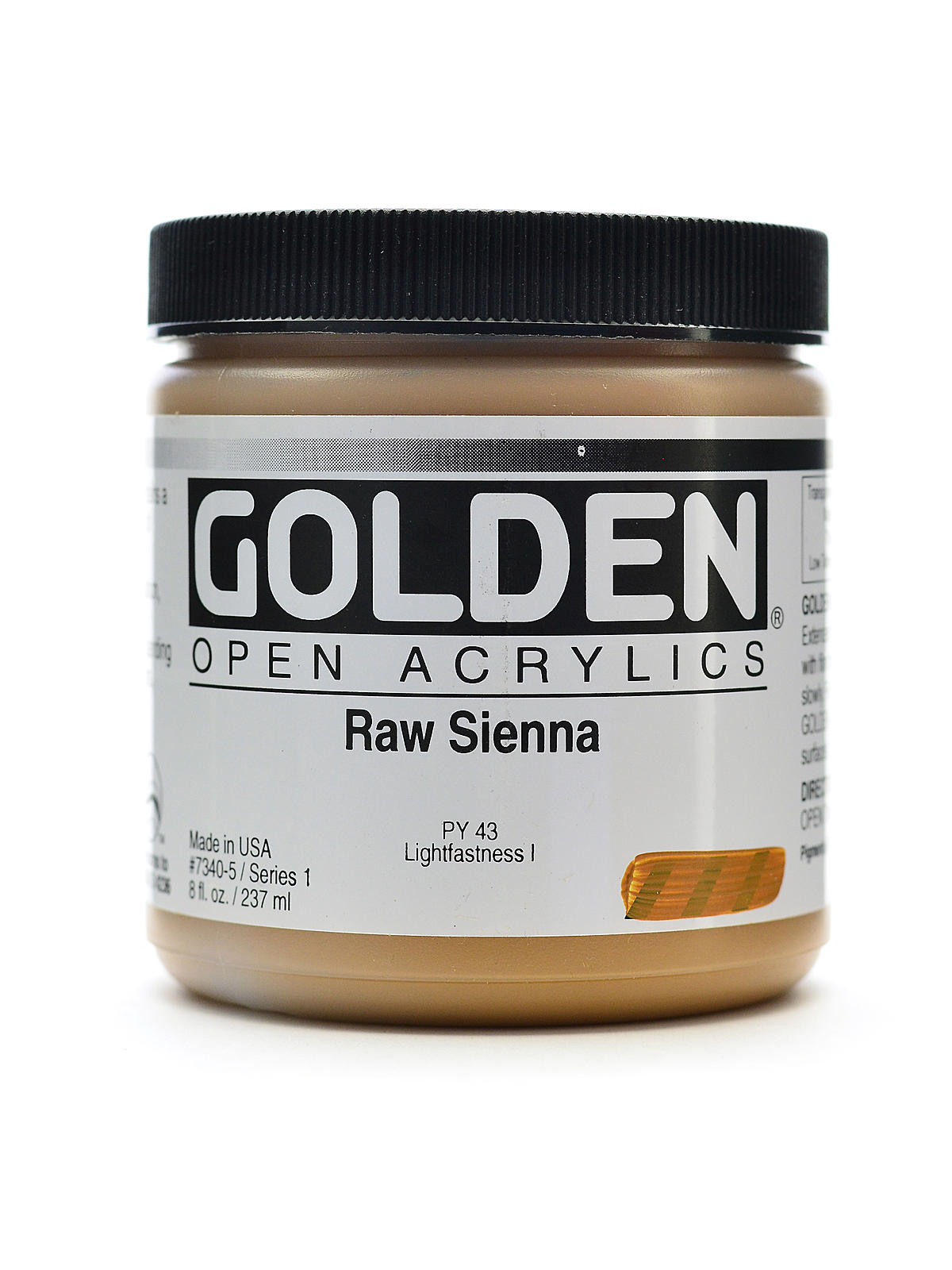 OPEN Acrylic Colors raw sienna 8 oz. jar