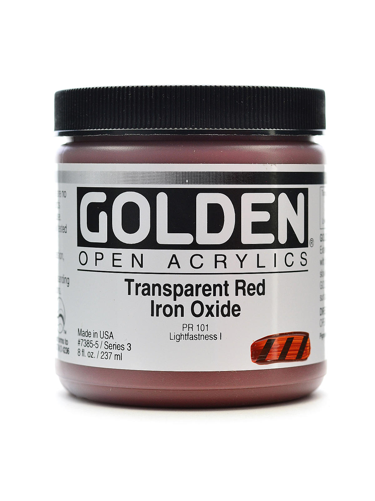 OPEN Acrylic Colors transparent red iron oxide 8 oz. jar