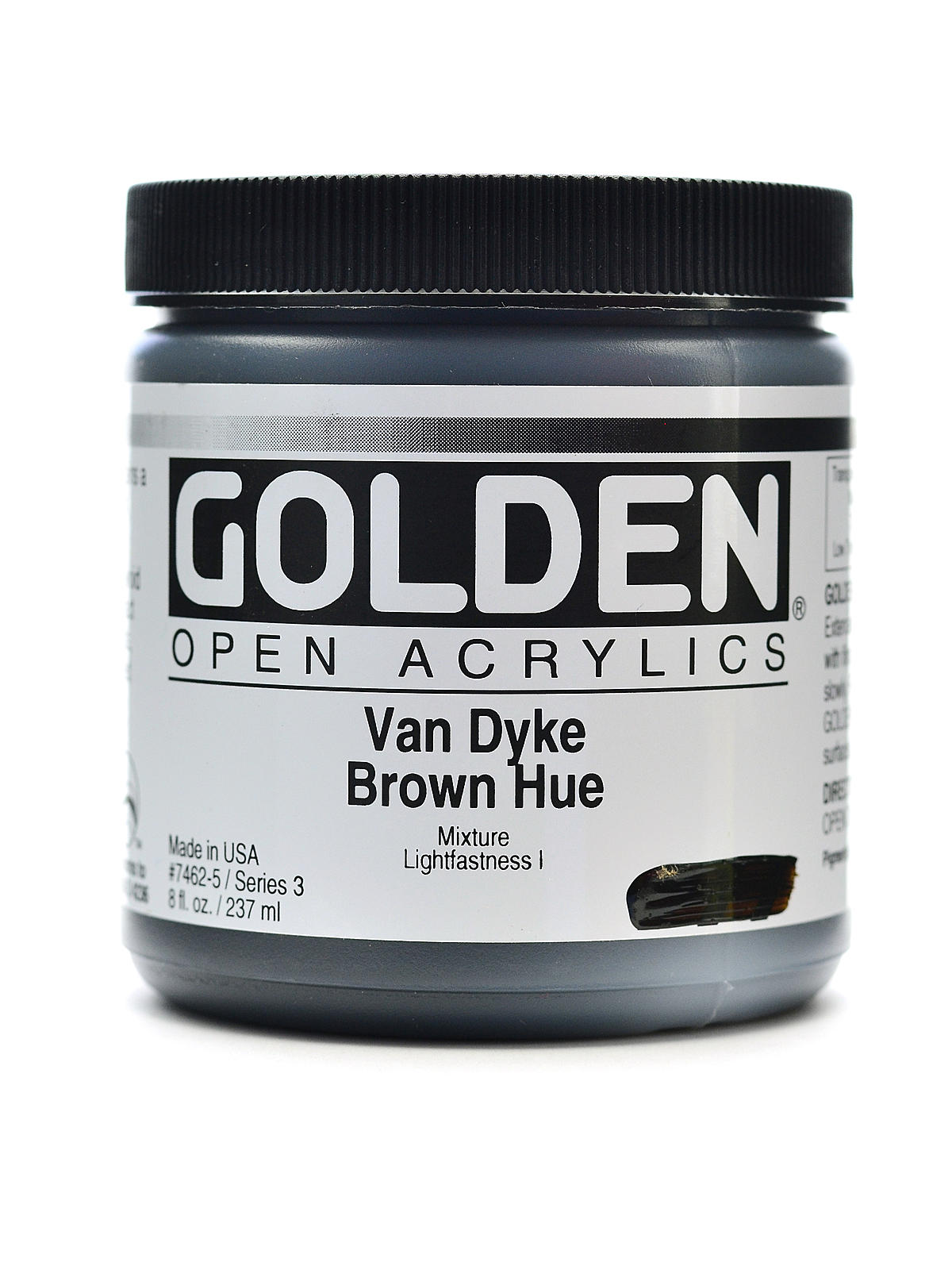 OPEN Acrylic Colors Van Dyke Brown Hue 8 oz. jar