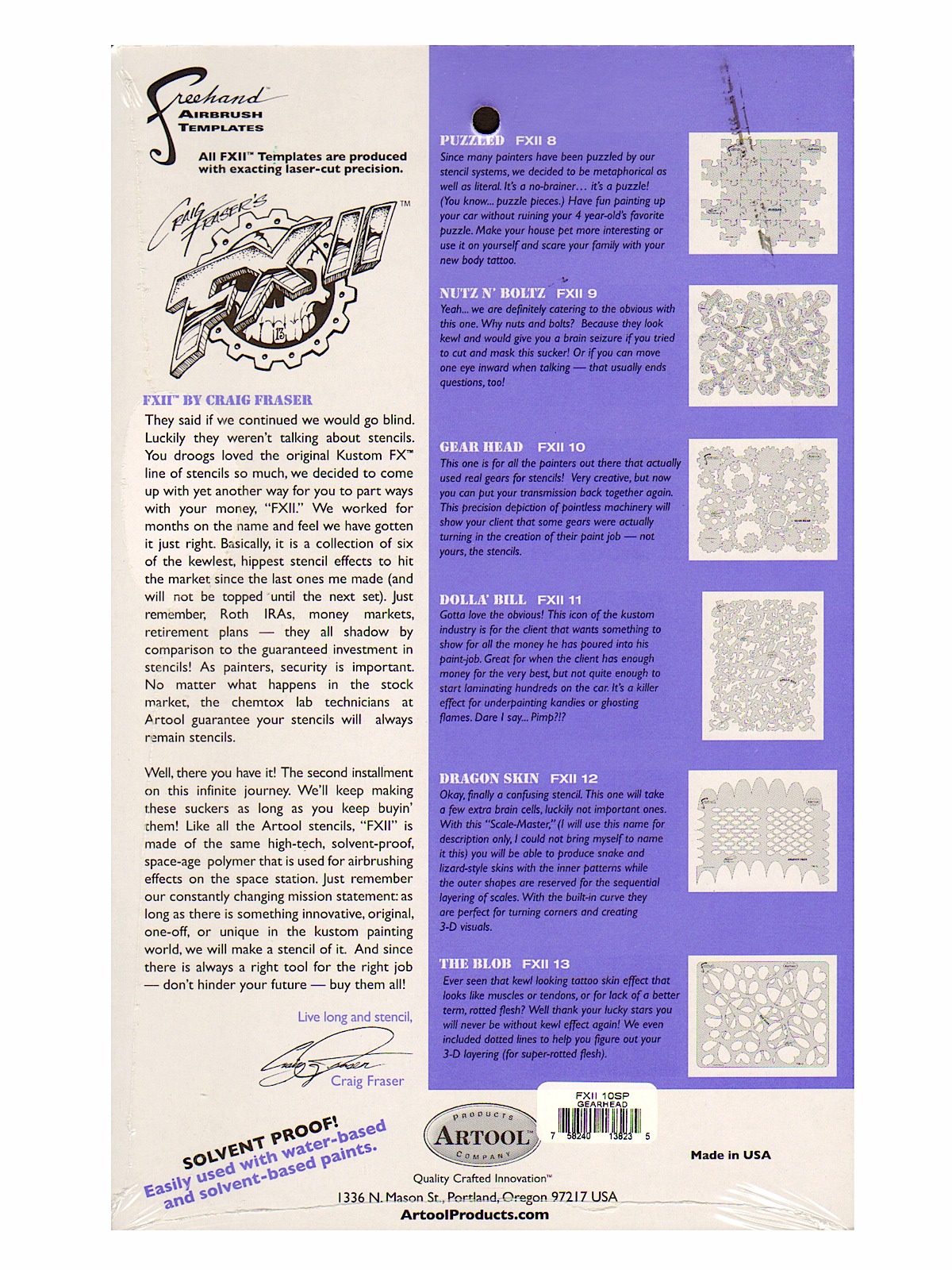 FXII Freehand Airbrush Templates by Craig Fraser Gear Head