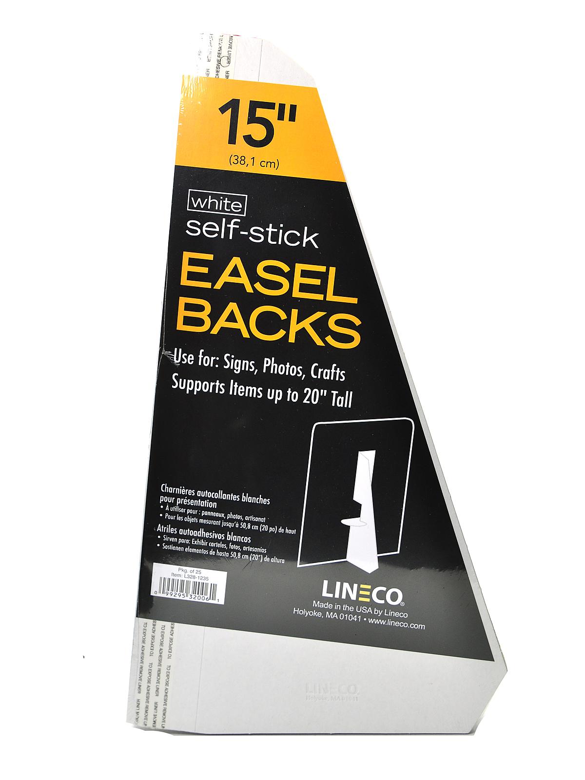 Self Stick Easel Backs white 15 in. pack of 25