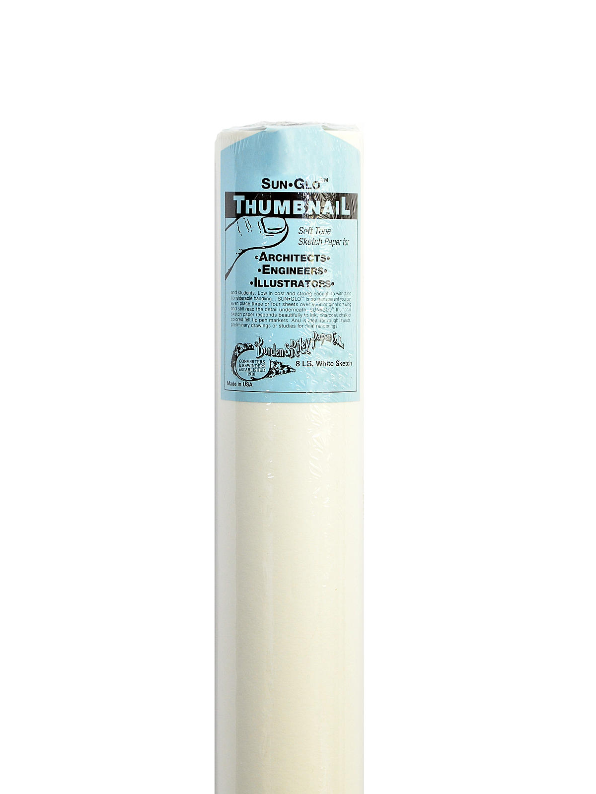 Sun-Glo Thumbnail Sketch Paper Rolls white 8 lb. 18 in. x 50 yd. roll