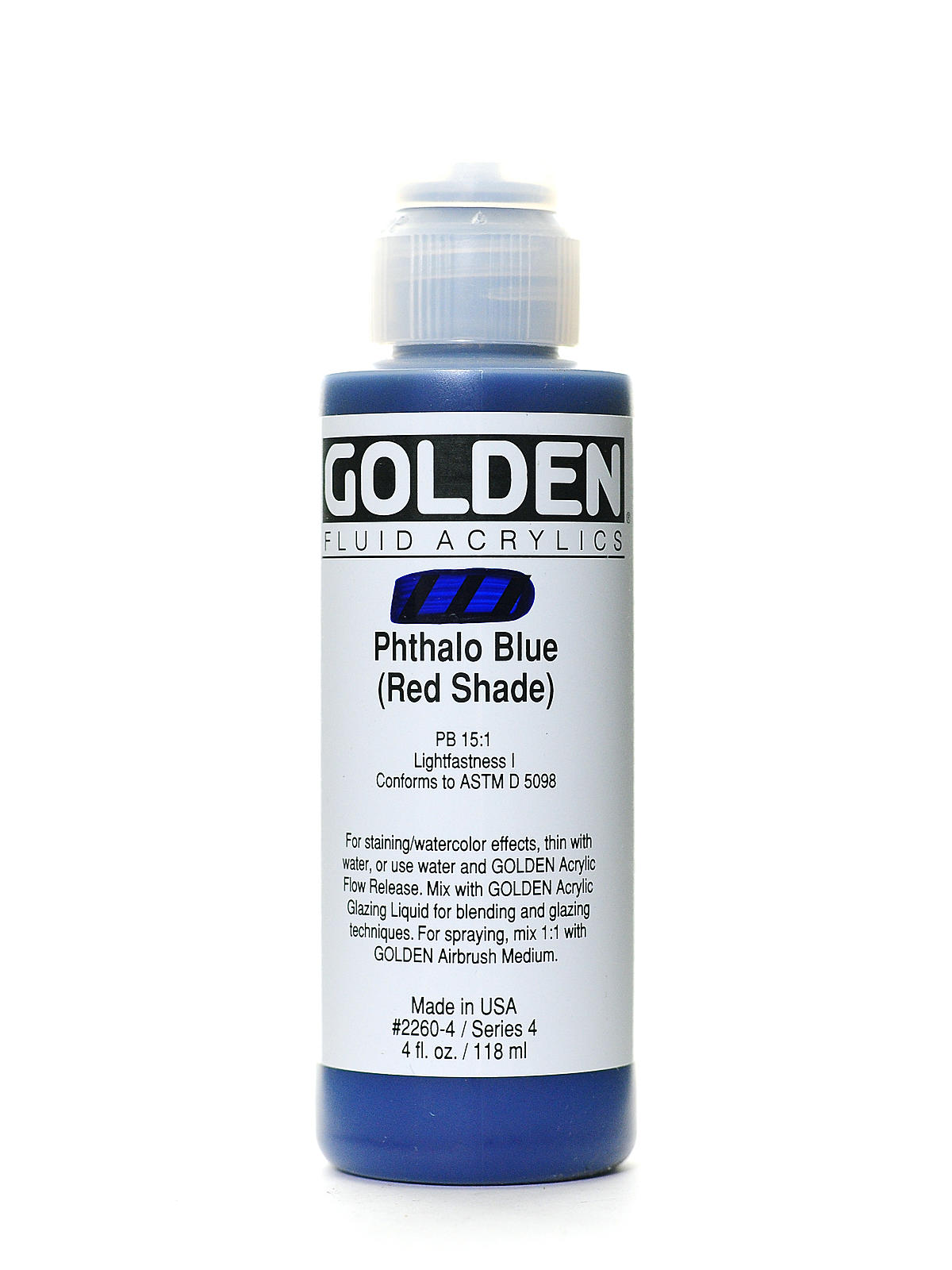 Fluid Acrylics phthalo blue red shade 4 oz.
