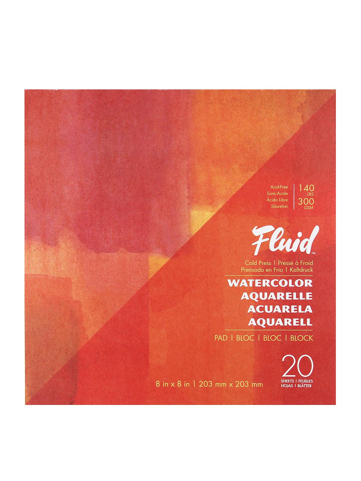 Watercolor Paper Pads 140 Lb. Cold Pressed 8 In. X 8 In. 20 Sheets