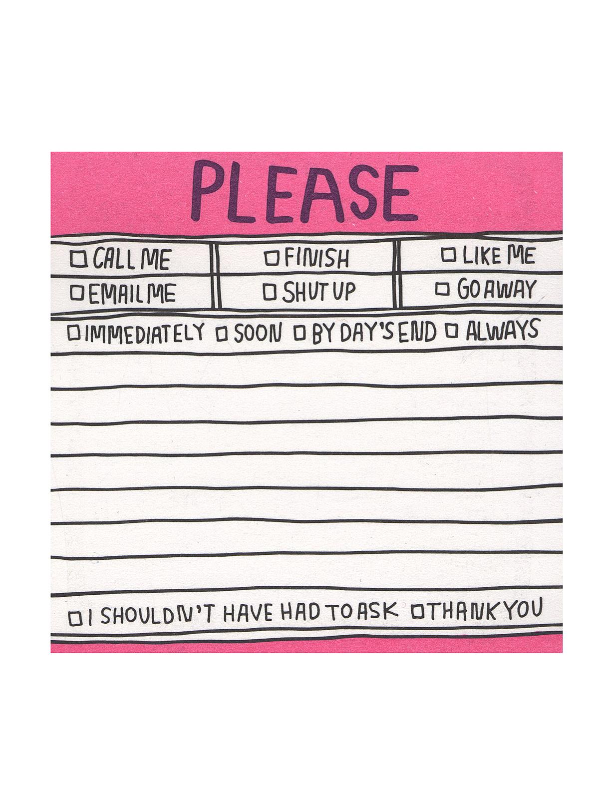 Sticky Note Pads Hand-lettered Please 3 In. X 3 In. 100 Sheets