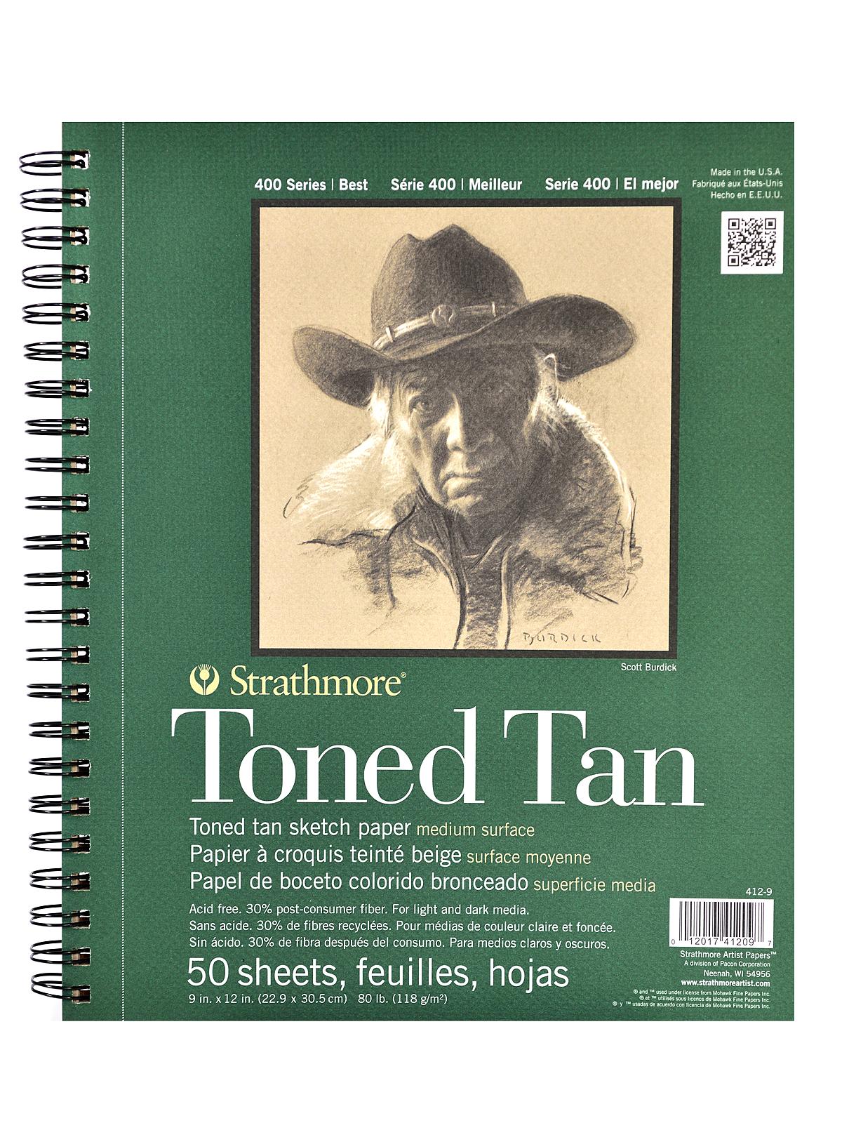 400 Series Toned Sketch Paper Pads (Wirebound) tan 9 in. x 12 in. 50 sheets