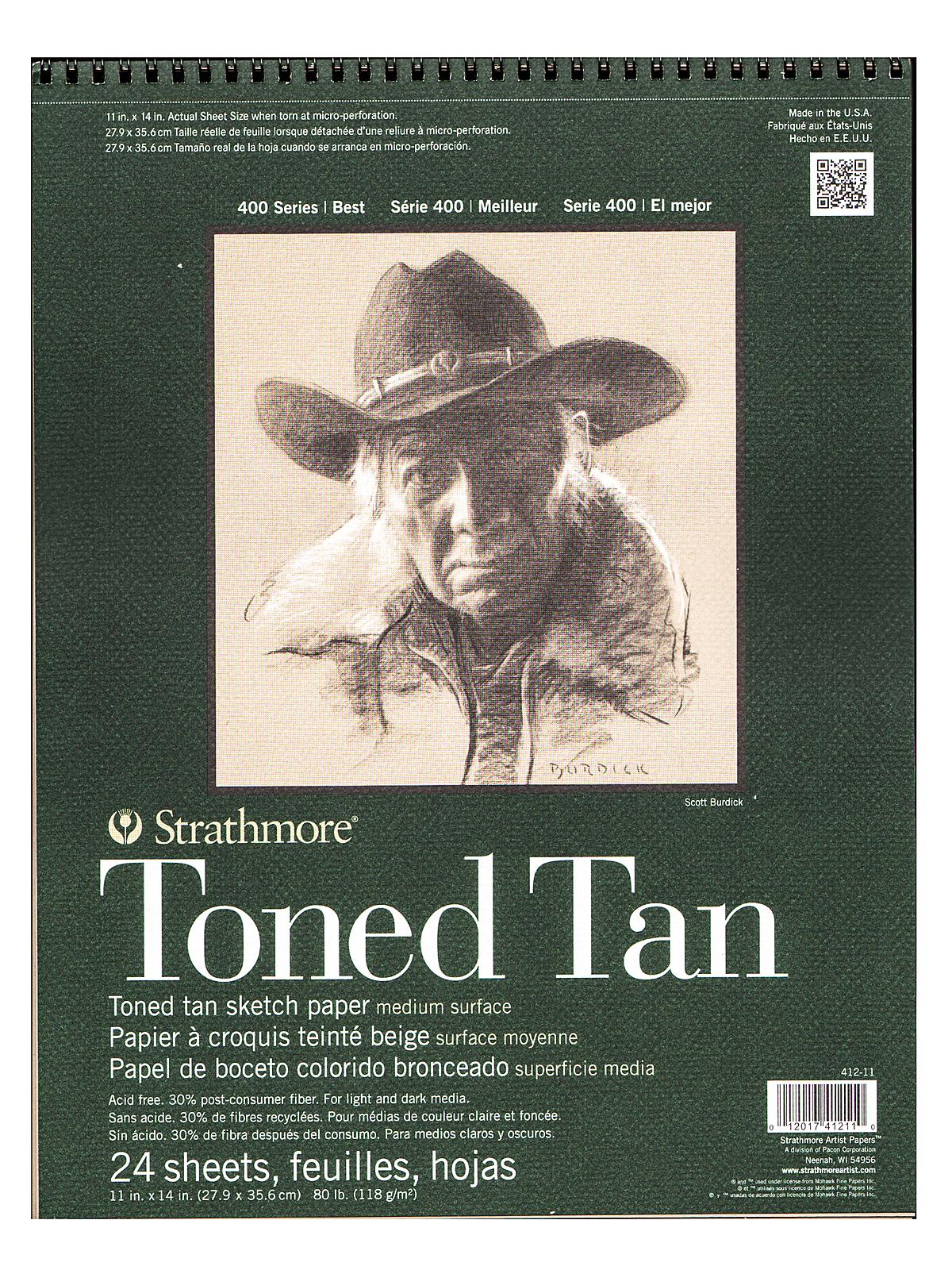 400 Series Toned Sketch Paper Pads (Wirebound) tan 11 in. x 14 in. 24 sheets