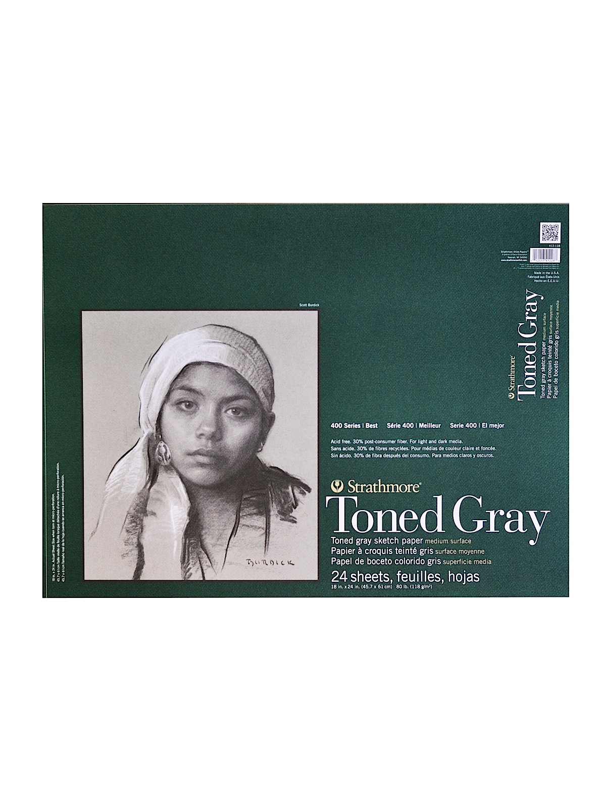 400 Series Toned Sketch Paper Pads (Wirebound) gray 18 in. x 24 in. 24 sheets
