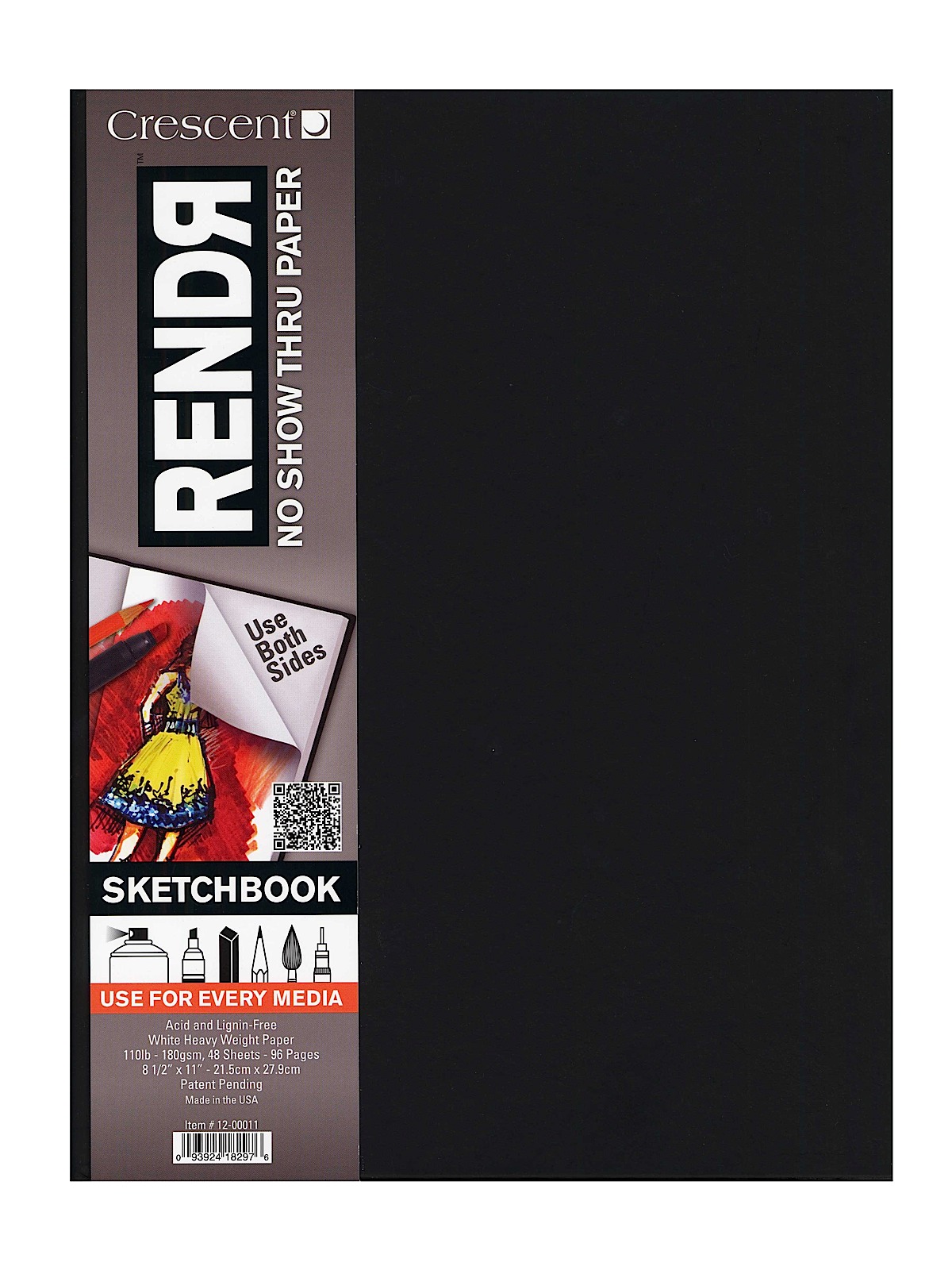 RendR No Show Thru Hardbound Sketchbook 5 1 2 in. x 8 1 2 in. hardbound sketchbook of 48 sheets