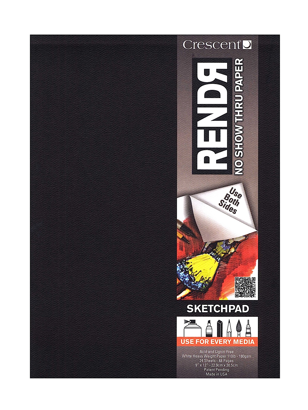 RendR No Show Thru Drawing Pad 9 in. x 12 in. tapebound pad of 24 sheets