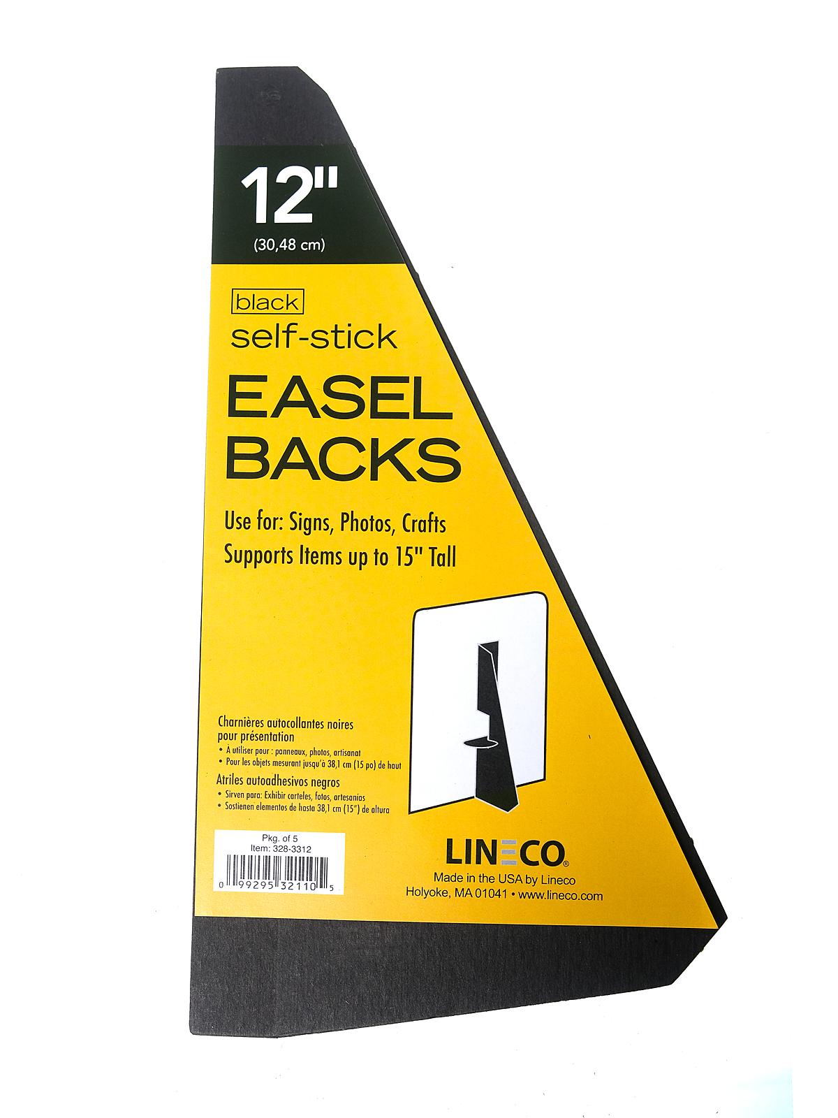 Self Stick Easel Backs black 12 in. pack of 5