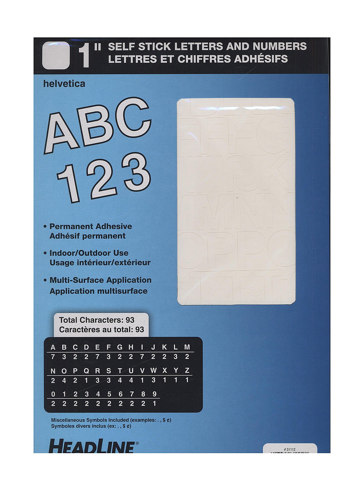 White Vinyl Stick-on Letters Or Numbers 1 In. Helvetica Capitals And Numbers