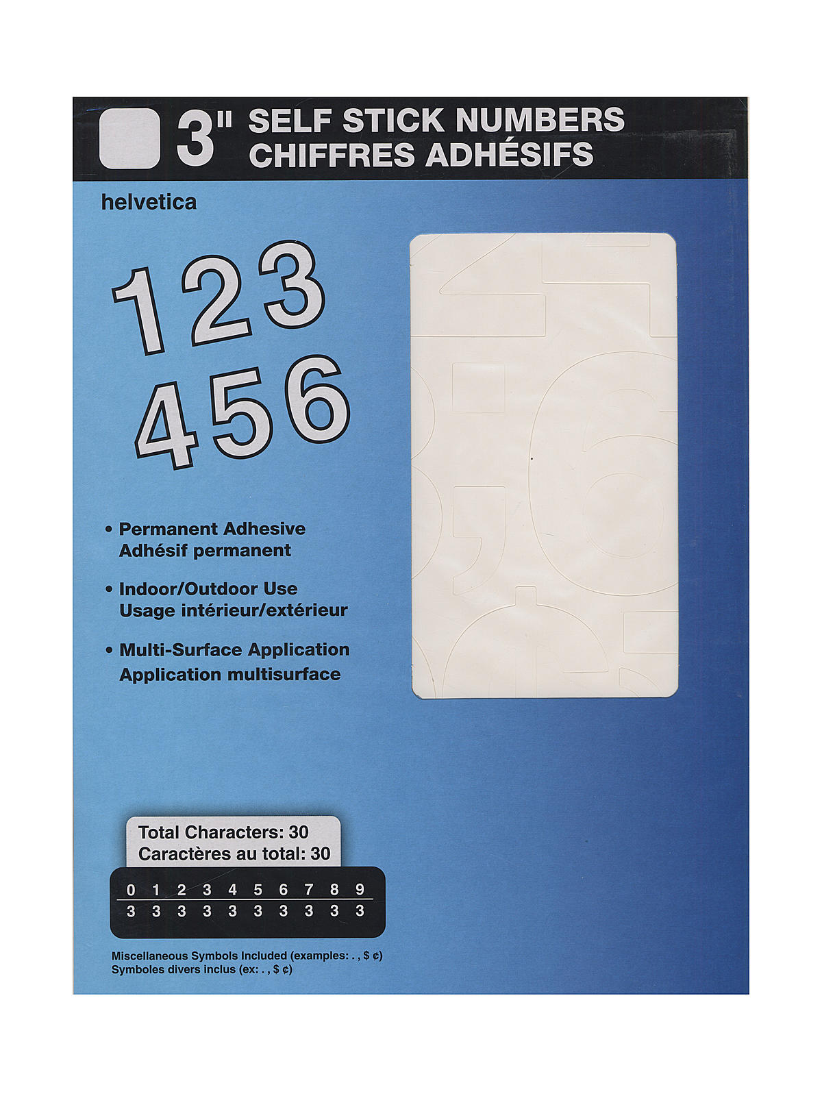 White Vinyl Stick-On Letters or Numbers 3 in. Helvetica numbers