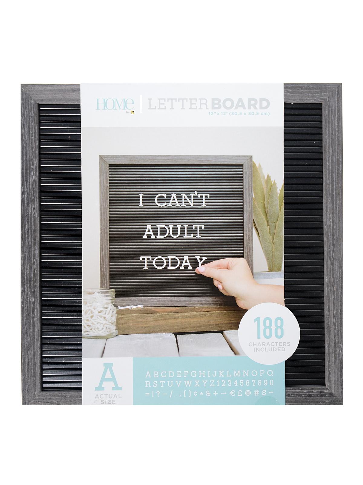 Letter Board Set black background, grey frame 12 in. x 12 in.