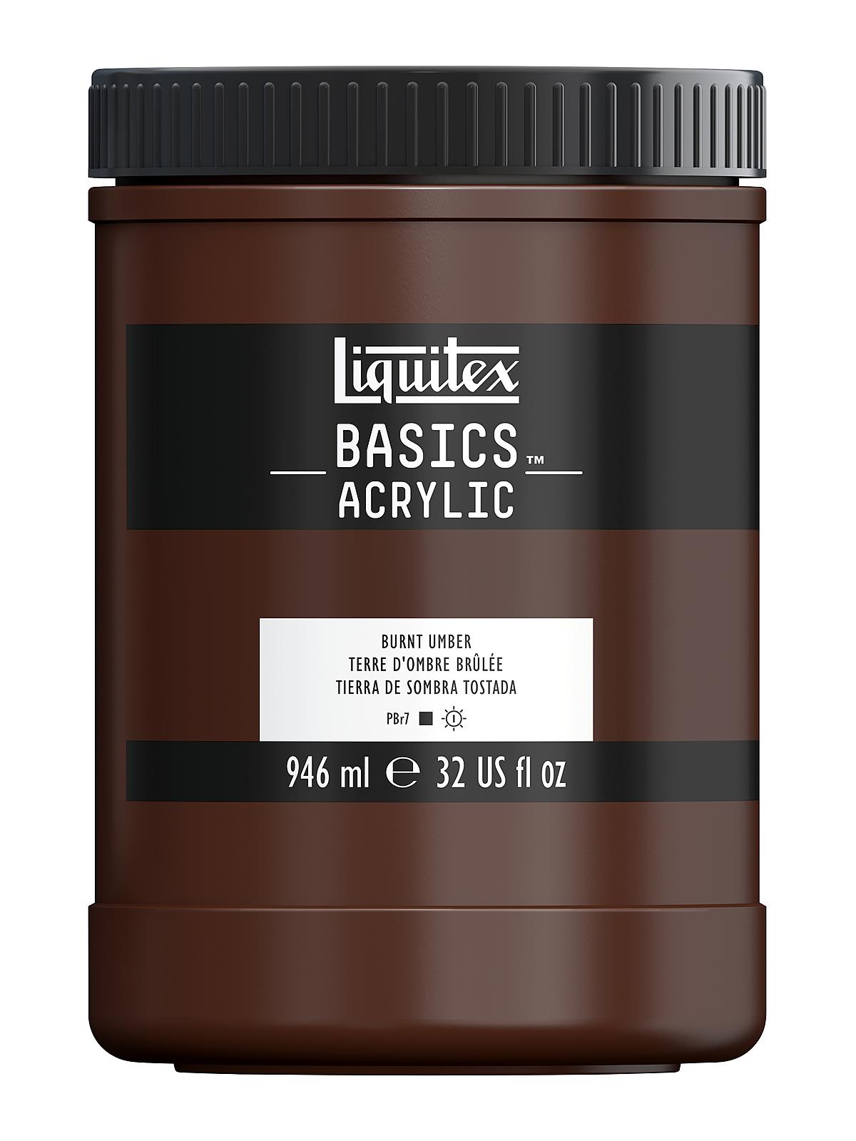 Basics Acrylics Colors burnt umber 32 oz. jar