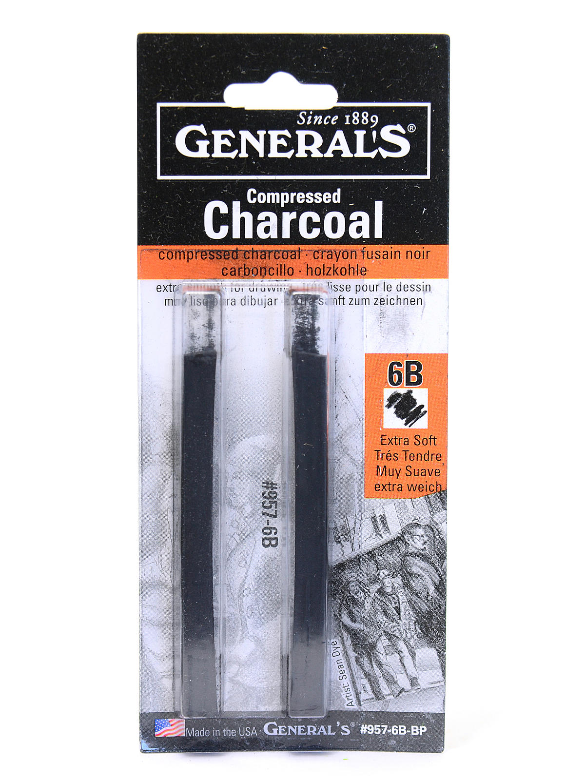 Compressed Charcoal Squares 2 packs 6B