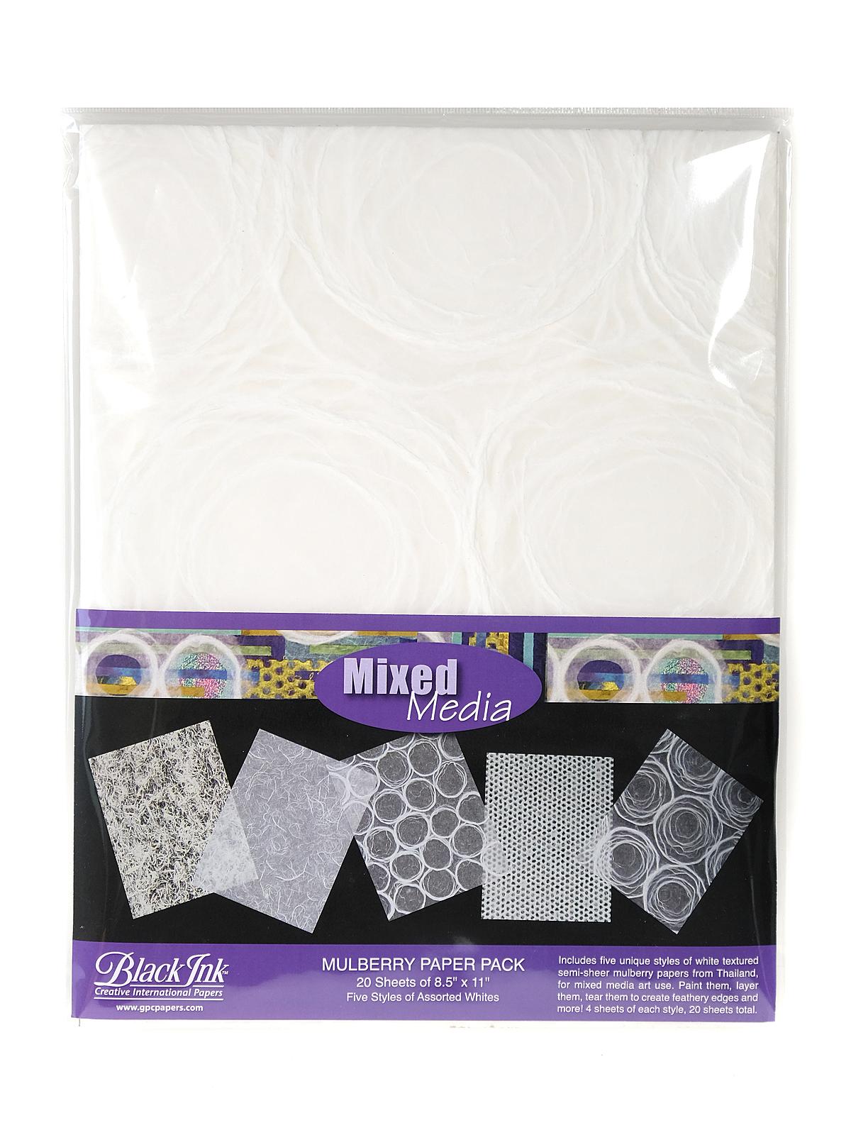 Mixed Media Assorted Textured White Mulberry 8 1 2 In. X 11 In. Pack Of 20 Sheets